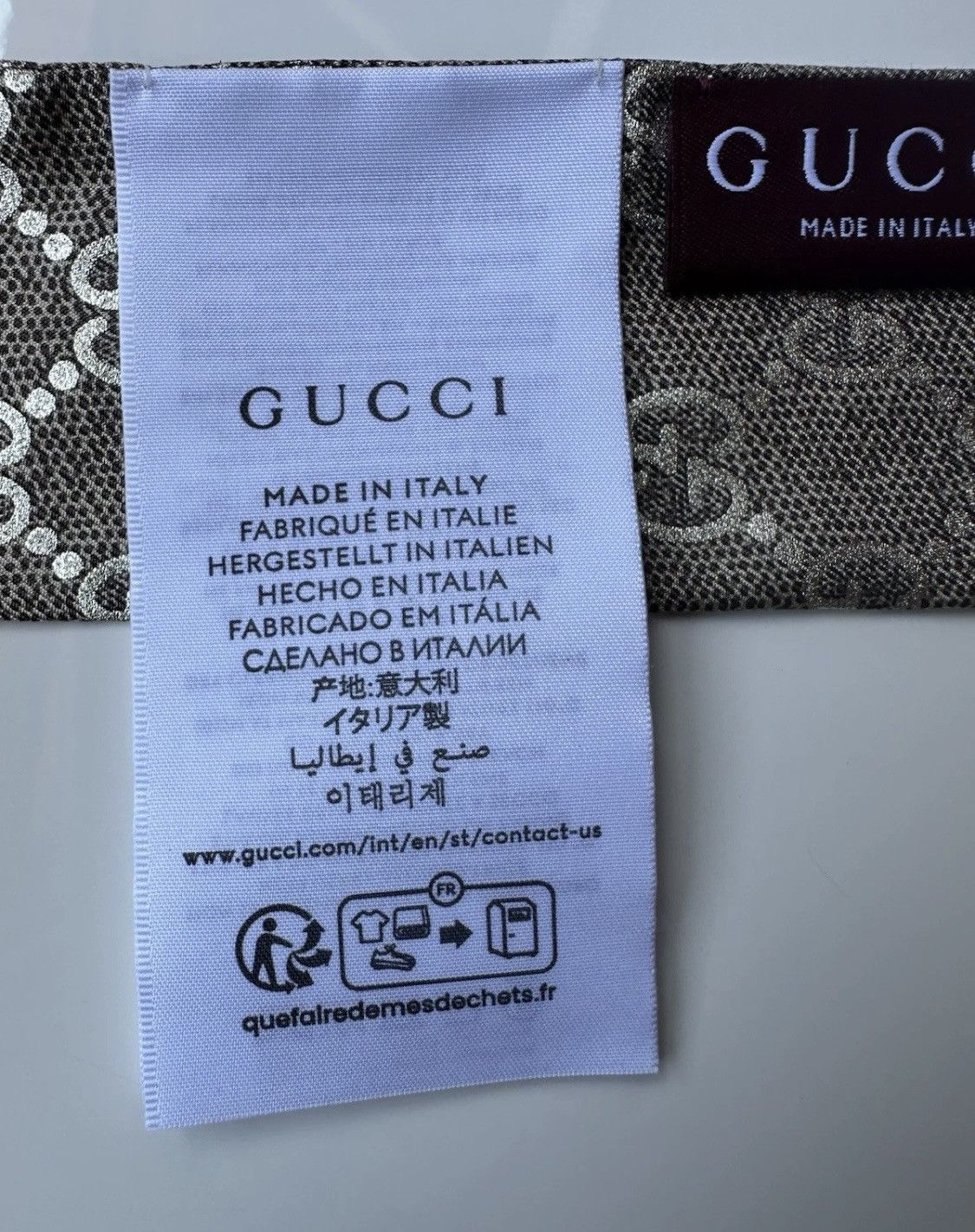 Gucci Gucci Bandeau Silk Scarf Brown GG Logo 5/120cm! Size ONE SIZE - 3 Thumbnail