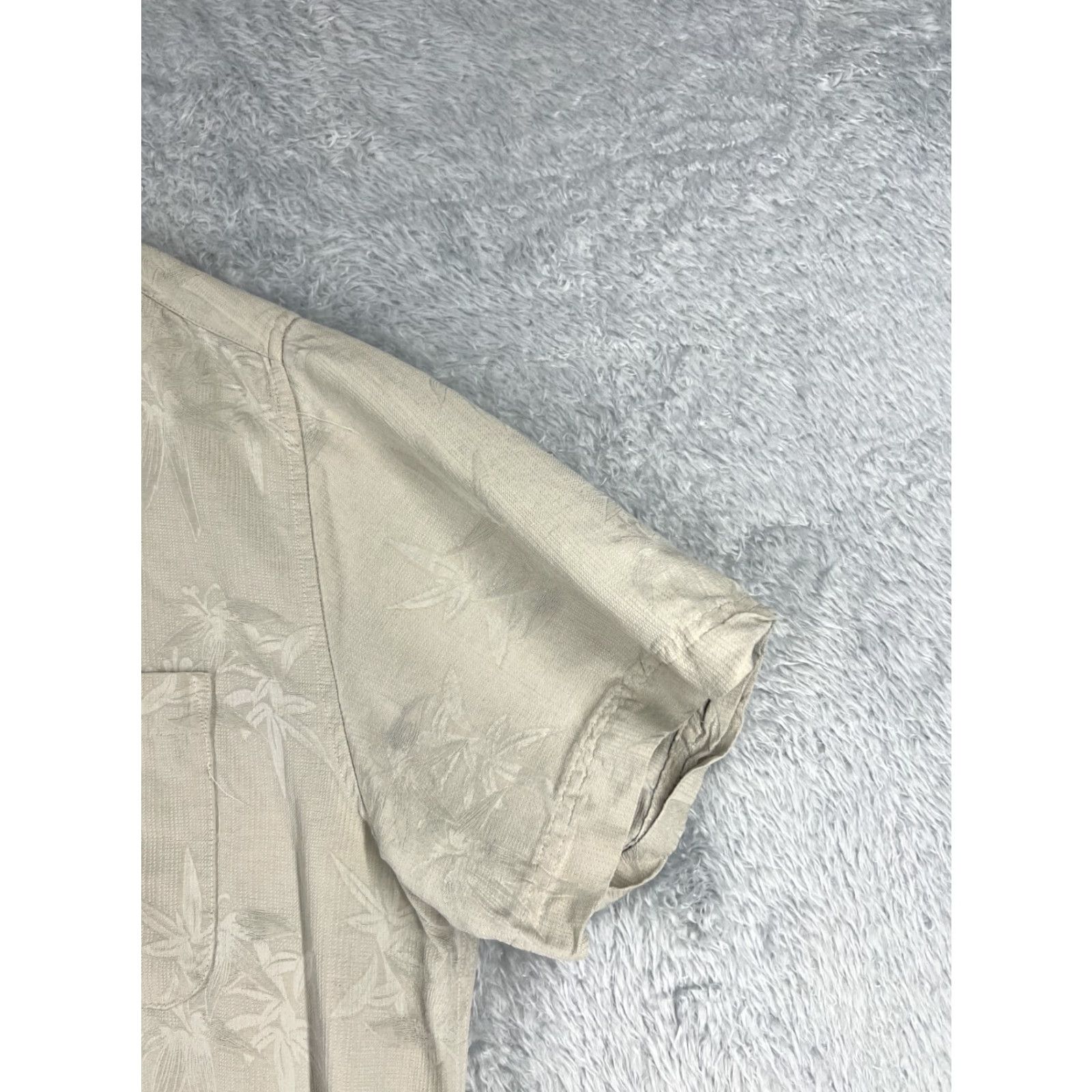 Haggar Haggar Shirt Adult Large Beige 100% Silk Button Up Pocket Floral Hawaiian Camp Size US L / EU 52-54 / 3 - 2 Thumbnail