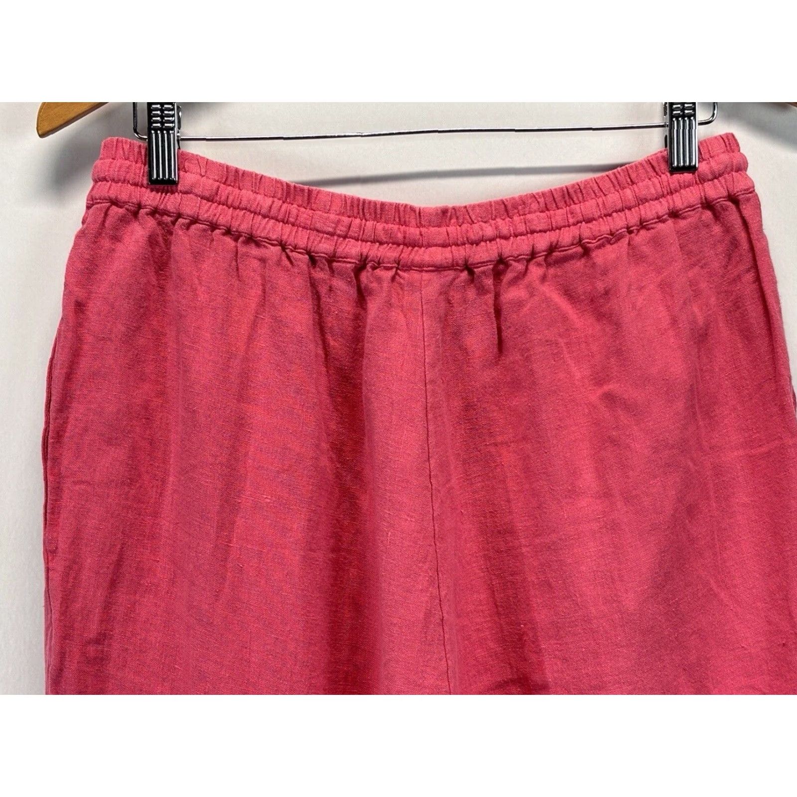 Vintage Kiko Woman Linen Pants 1X Pink Pull On Drawstring Beach Comfort Size 40" / US 18 - 4 Thumbnail