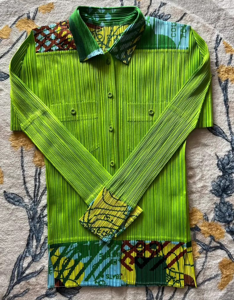 Issey Miyake Issey Miyake size:3 Green pleated vintage denim cardigan Size M / US 6-8 / IT 42-44 - 3 Thumbnail