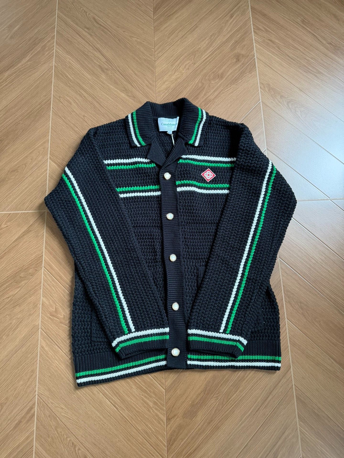 Casablanca CASABLANCA Black Striped Knit Cardigan Size US M / EU 48-50 / 2 - 1 Thumbnail