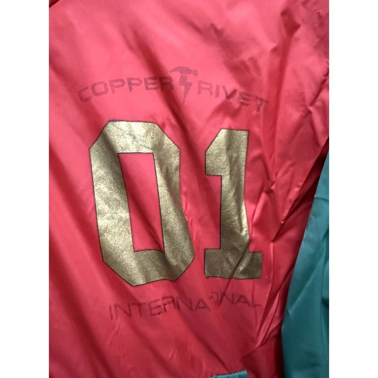 Vintage Copper Rivet Windbreaker Jacket Mens XL Red Green Worldwide Champions Hooded Size US XL / EU 56 / 4 - 2 Thumbnail