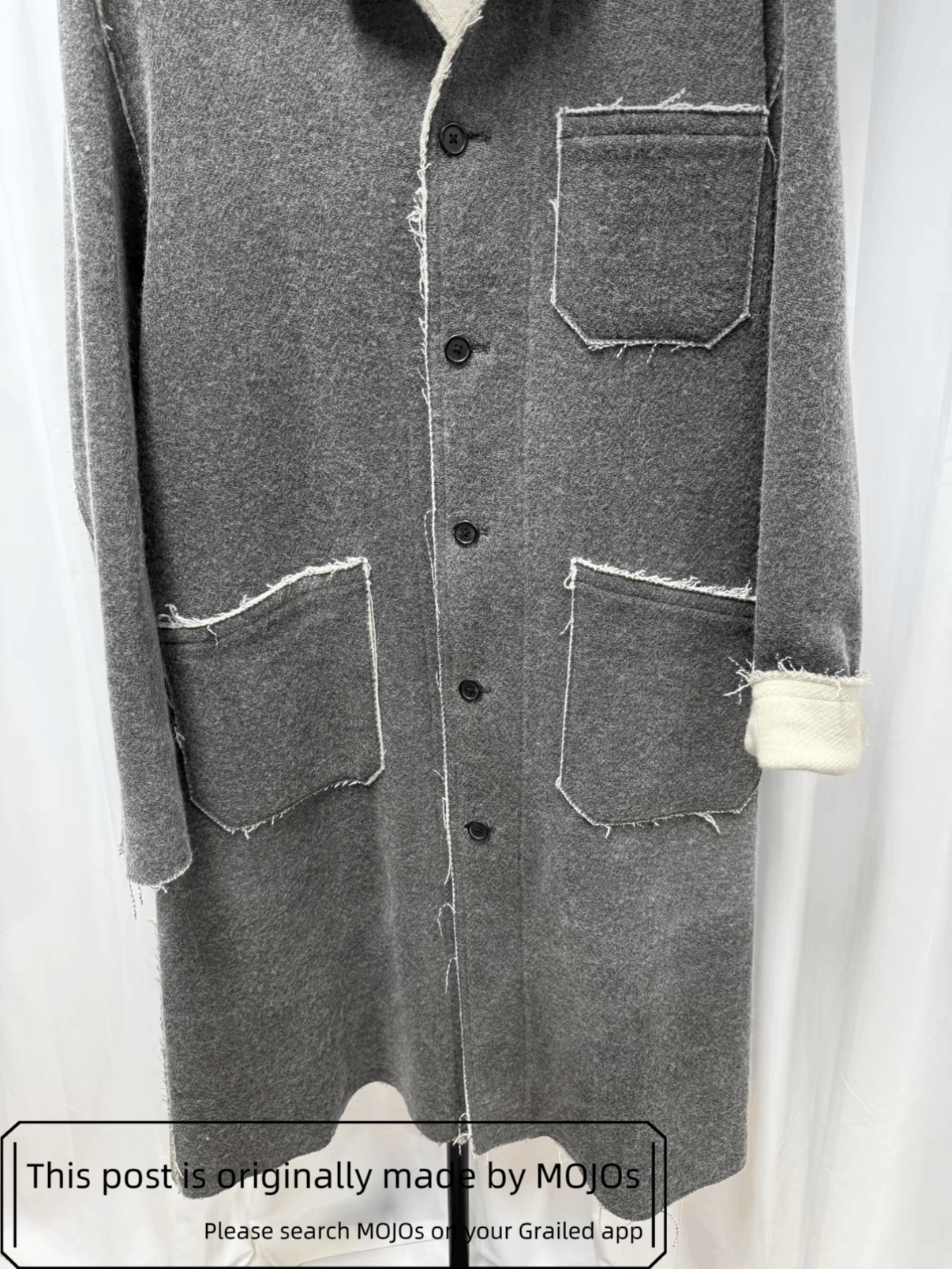 Yohji Yamamoto Yohji Yamamoto Distressed Edge Wool Coat mojos184616 Size US L / EU 52-54 / 3 - 3 Thumbnail