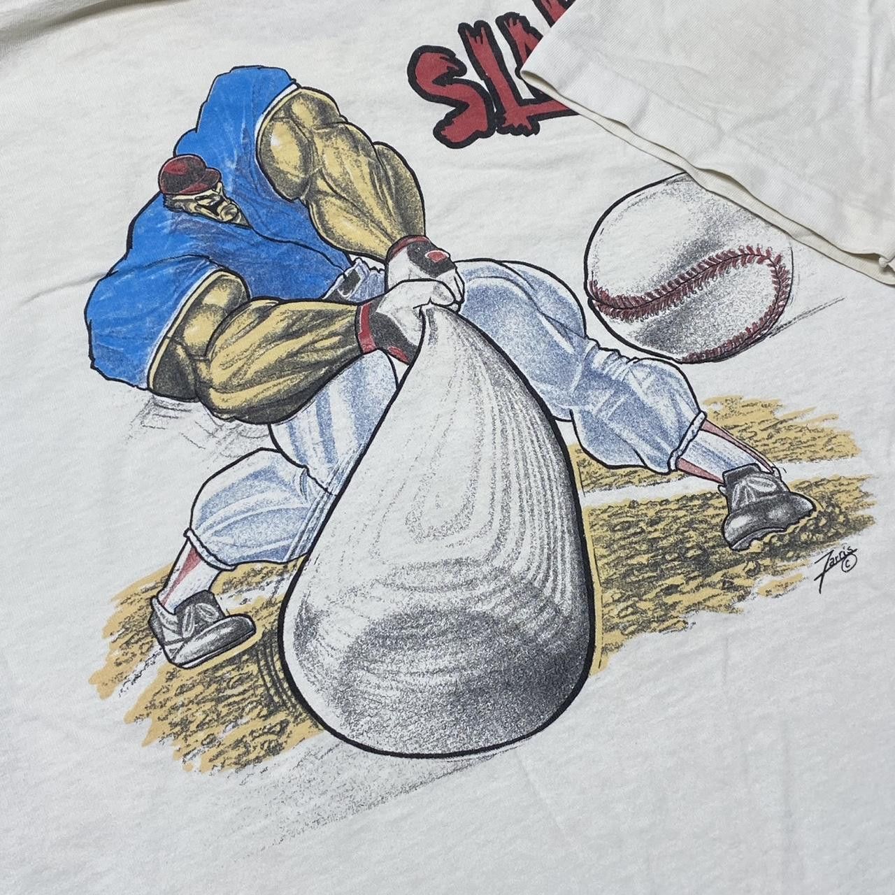 Fruit Of The Loom Vintage Big Play White Thrashed Baseball Tee Size Large Size US L / EU 52-54 / 3 - 3 Thumbnail