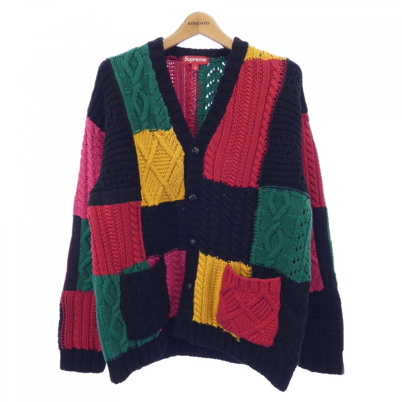 トップス Supreme patchwork cable knit cardigan Supreme Patchwork Cable Knit Cardigan Ivory Medium FW23 Free