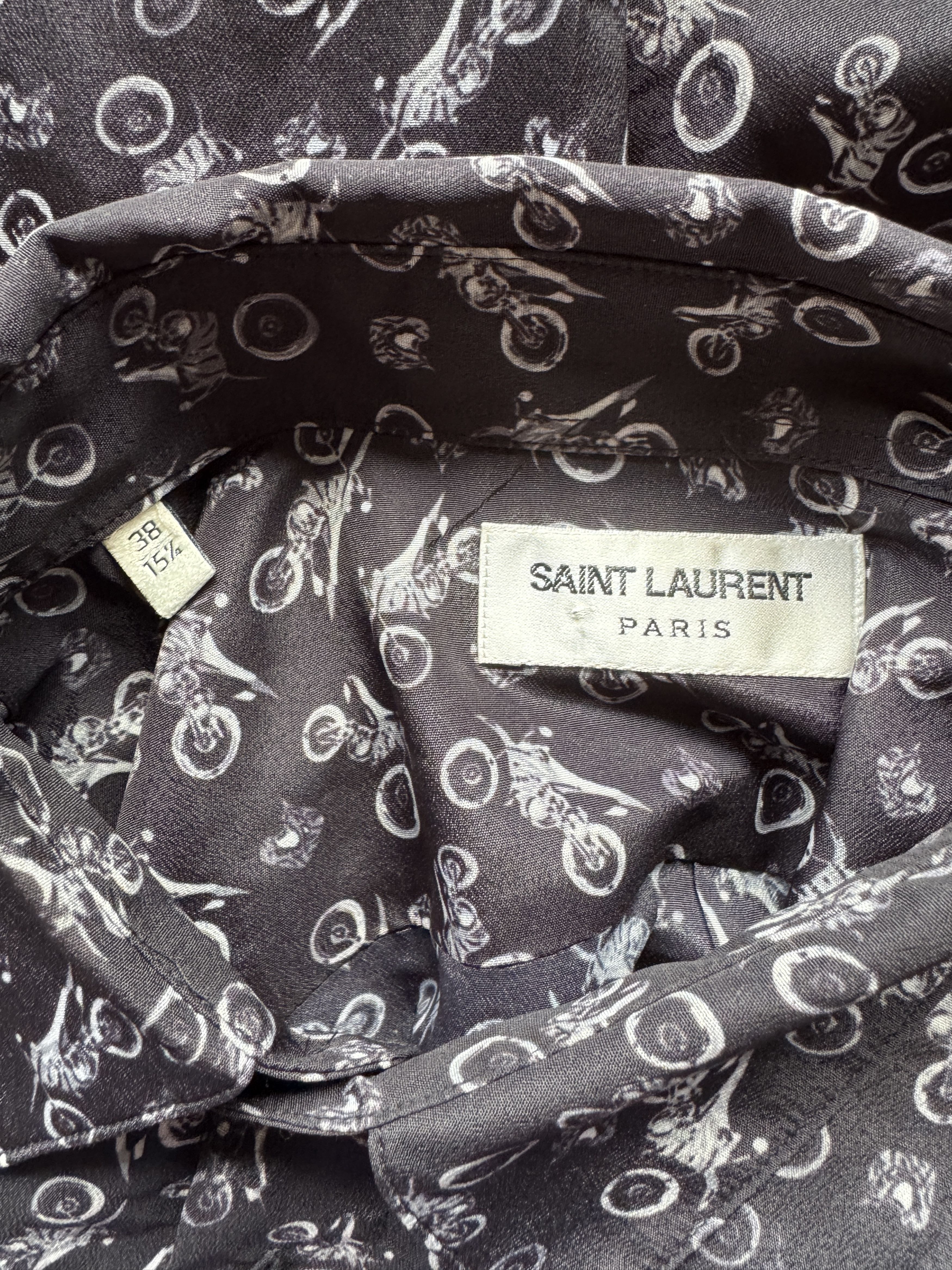 Saint Laurent Paris Motorcycle Graphic Silk Shirt Size US S / EU 44-46 / 1 - 12 Thumbnail