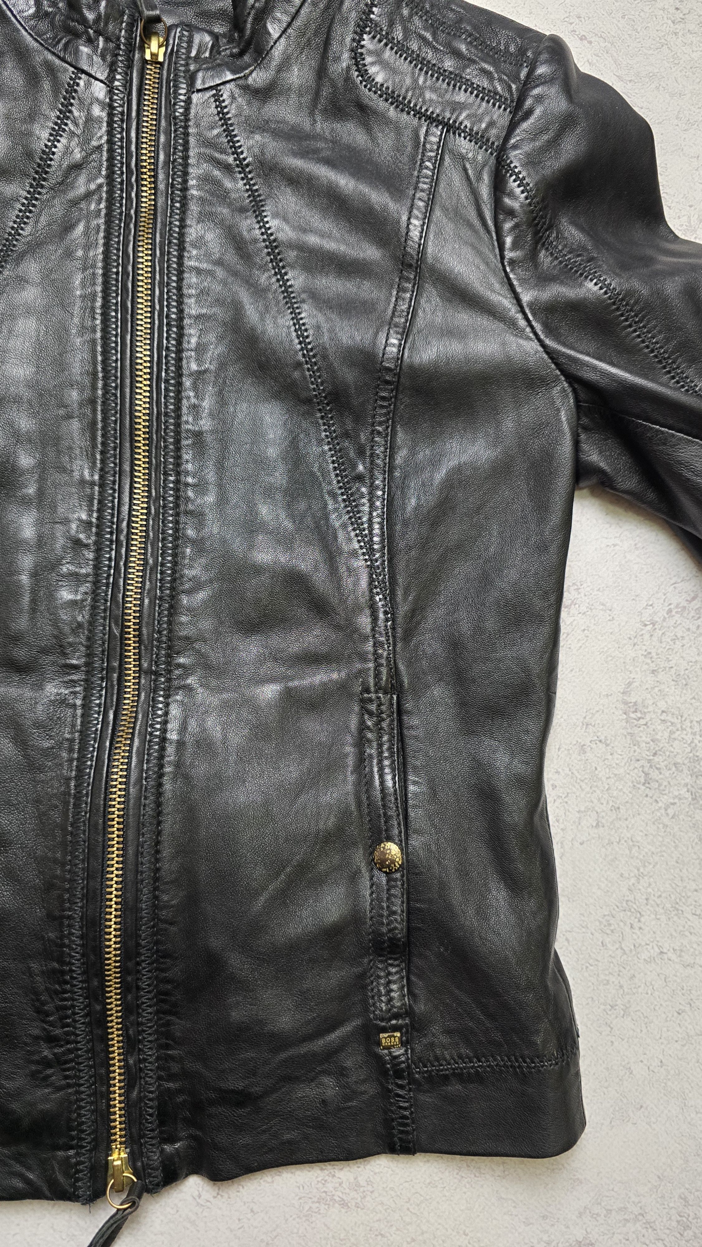 Hugo Boss Hugo Boss Orange Jonassa Black Leather Biker Jacket Size XS / US 0-2 / IT 36-38 - 14 Thumbnail