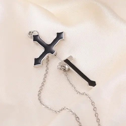 Other Cross Dark Earrings One Pairs Chrome Jewelry Size ONE SIZE - 3 Thumbnail