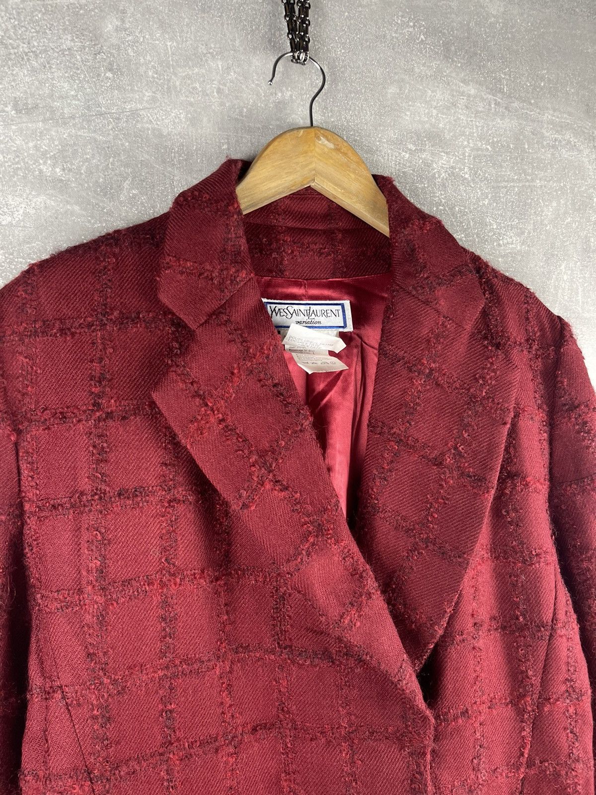 Yves Saint Laurent Yves Saint Laurent Variation 80s Wool Skirt Suit Burgundy Size XL / US 12-14 / IT 48-50 - 6 Thumbnail
