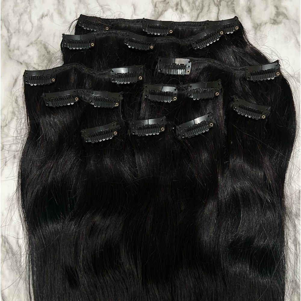 Other Clip in 100% Human hair Black hair Extensions 18 Inch Size ONE SIZE - 2 Thumbnail