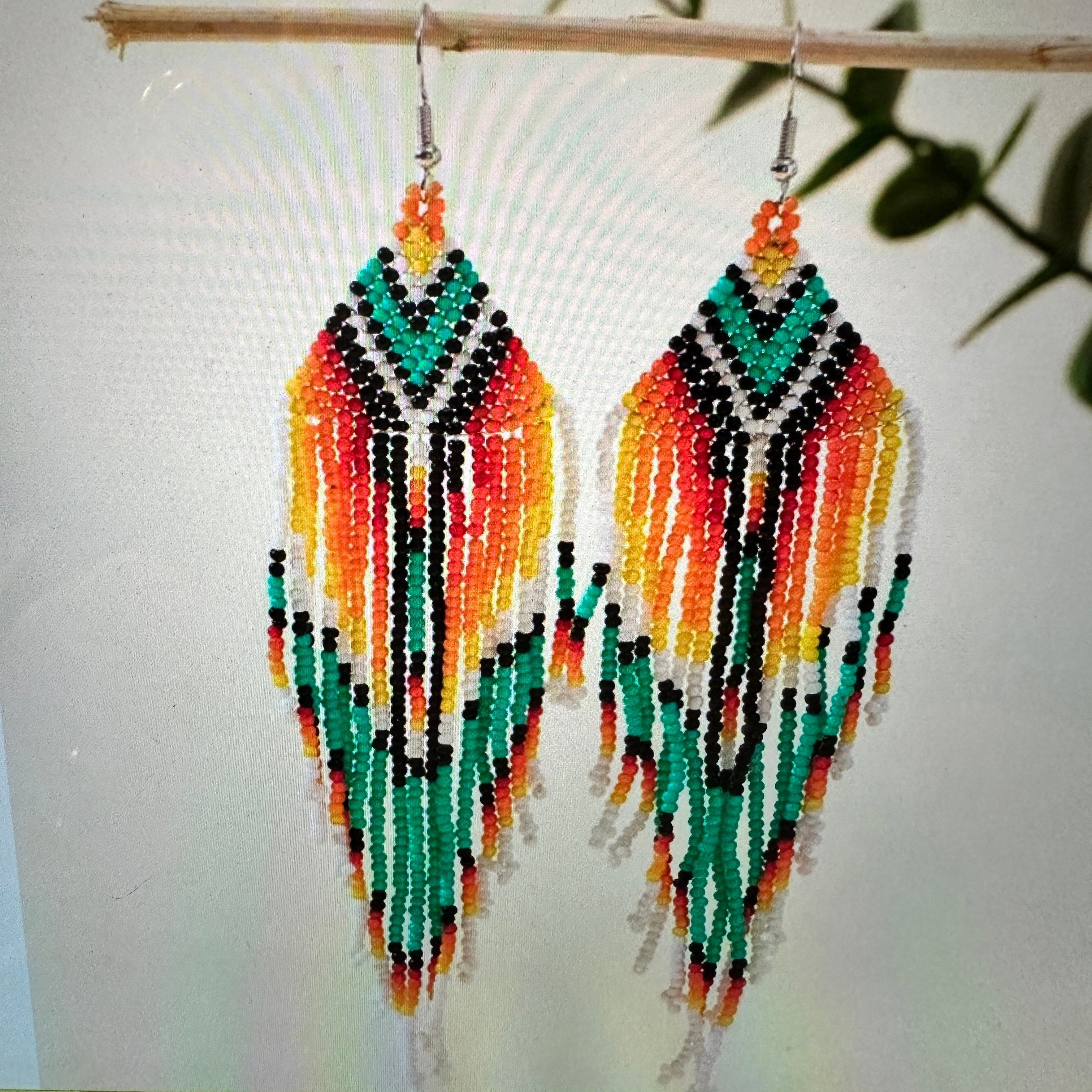 Other Elegant Navajo Seed Bead Dangle Earrings with Orange Turquoi Size ONE SIZE - 4 Thumbnail