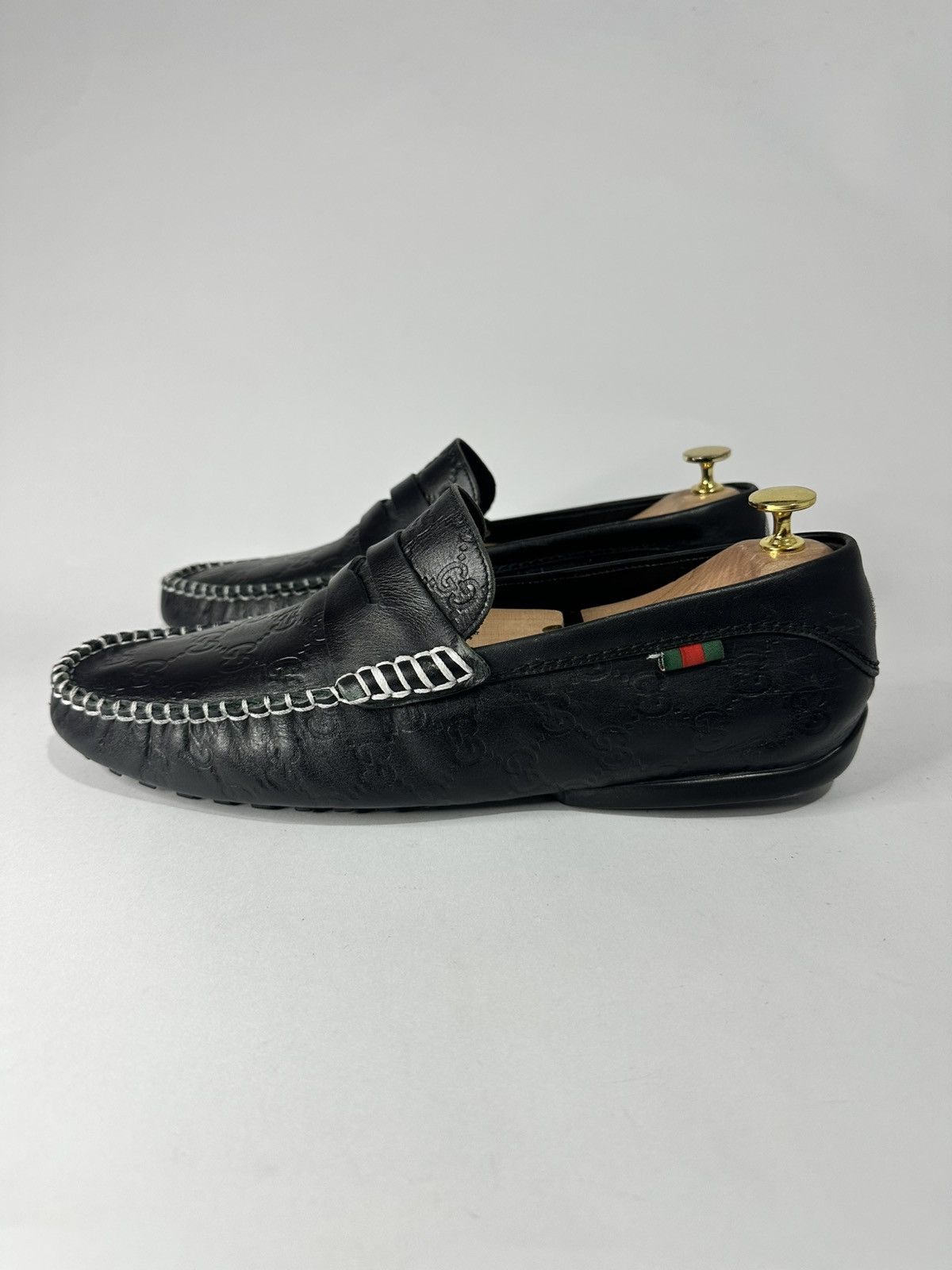 Gucci Gucci Black Guccissima Leather GG Loafers Size US 10 / EU 43 - 1 Thumbnail