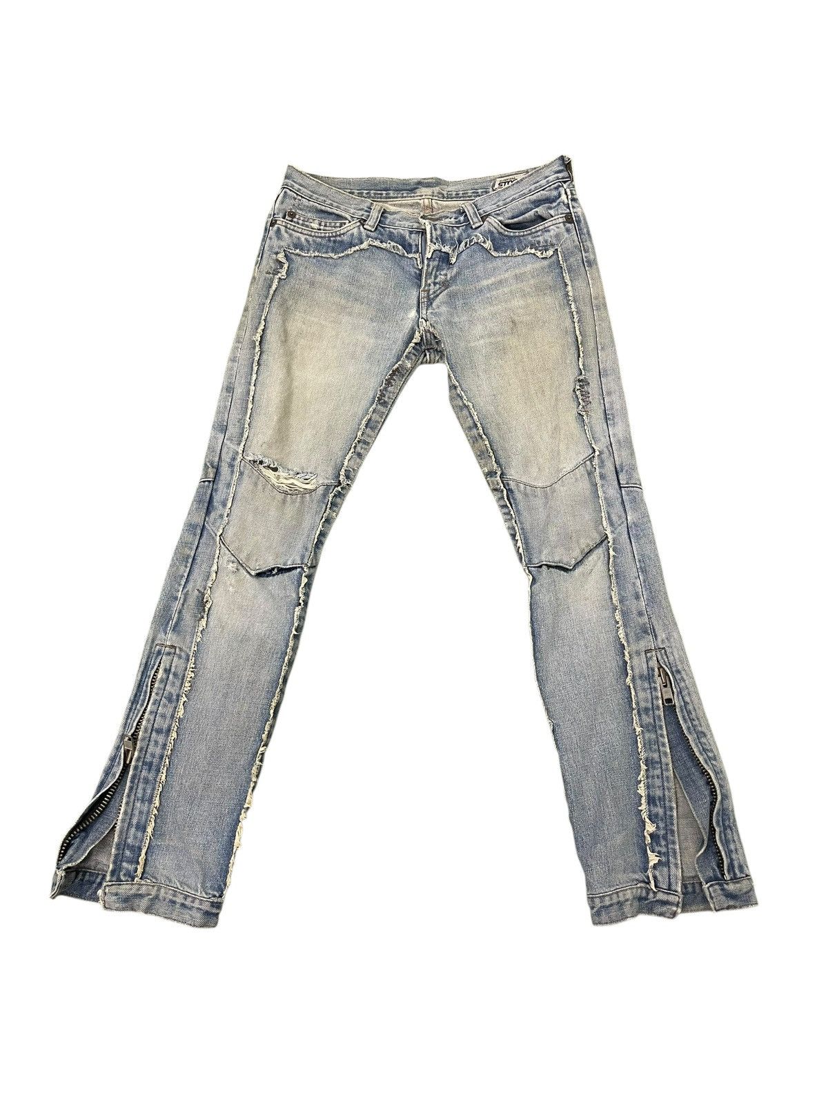 Japanese Brand Crop Jeans Rna Japan Faded Distress Low Rise Slim 8🟦8 Size US 28 / EU 44 - 2 Thumbnail