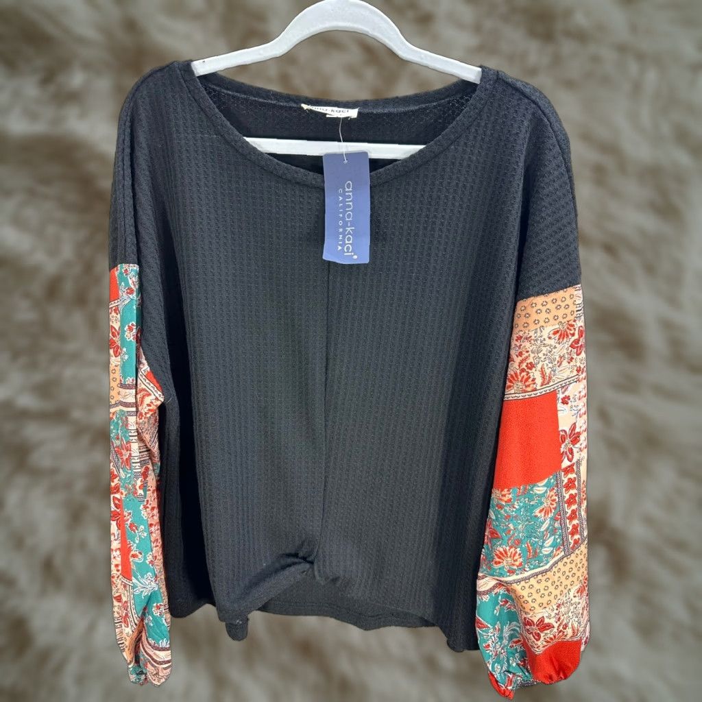 Vintage Anna Kaci Black Dropped Shoulder Sweater Pullover Oversized Puff Sleeve Sz M NWT Womens Pullover Sweater Black Puff Sleeve 90s Floral style? Size M / US 6-8 / IT 42-44 - 1 Thumbnail