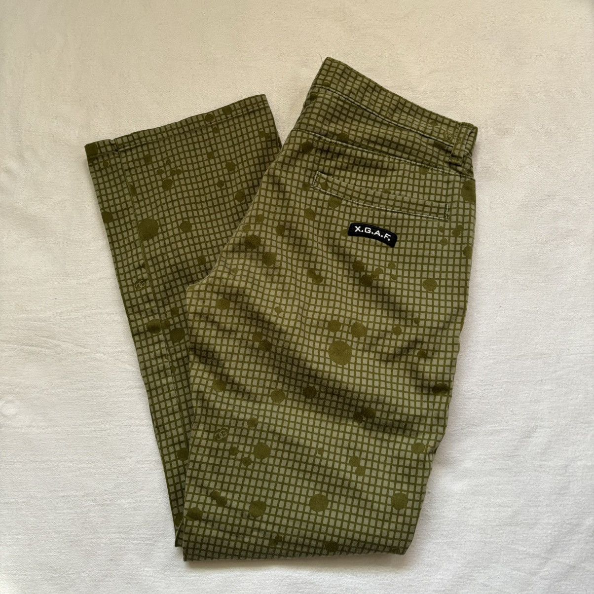 Japanese Brand × X-Girl Vintage X-Girl Rare Green Polka Chino Pants Size 25" / US 0 / IT 36 - 2 Thumbnail