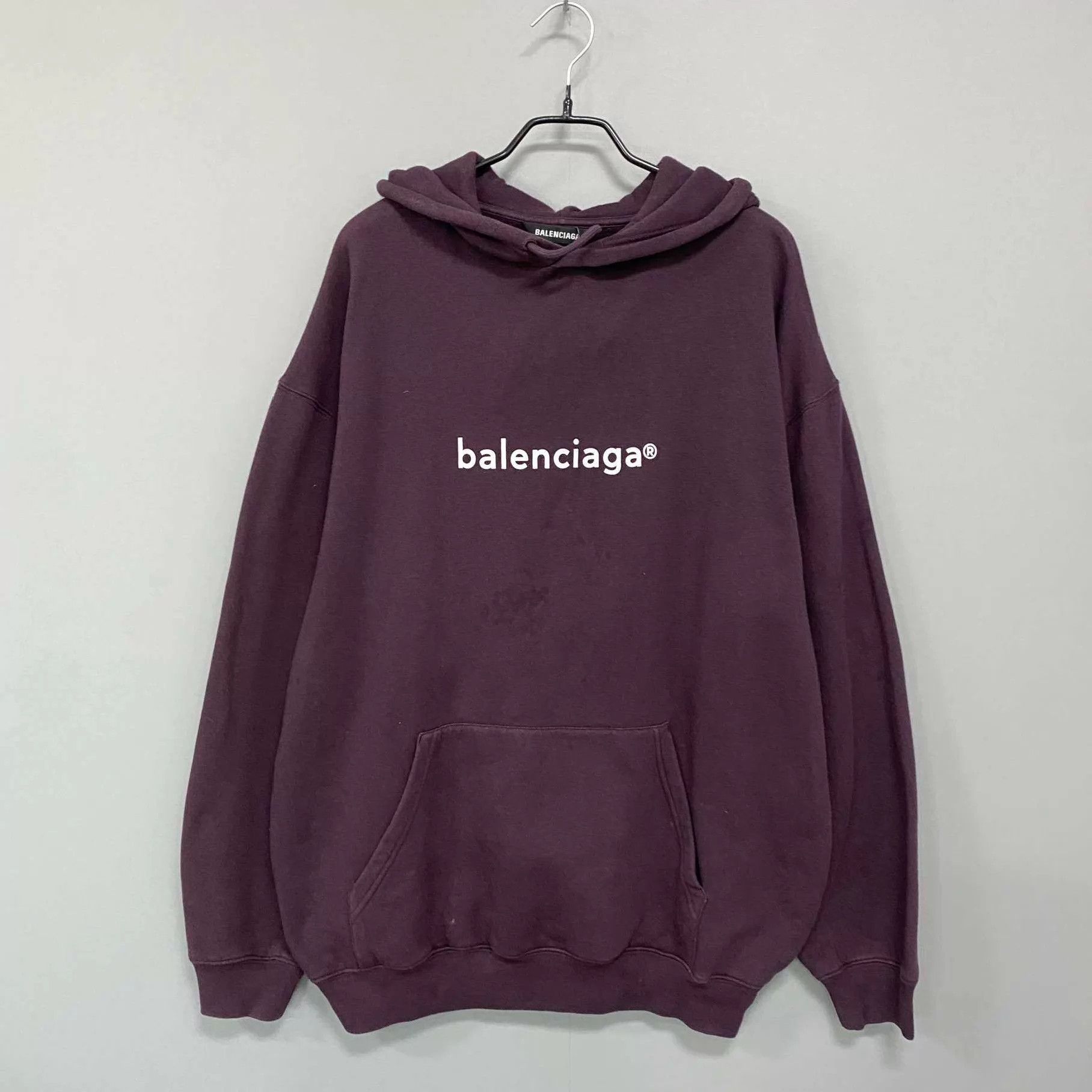 Balenciaga Balenciaga DarkPurple Mailbox Logo Hoodie S 95 Stained Size US S / EU 44-46 / 1 - 1 Thumbnail