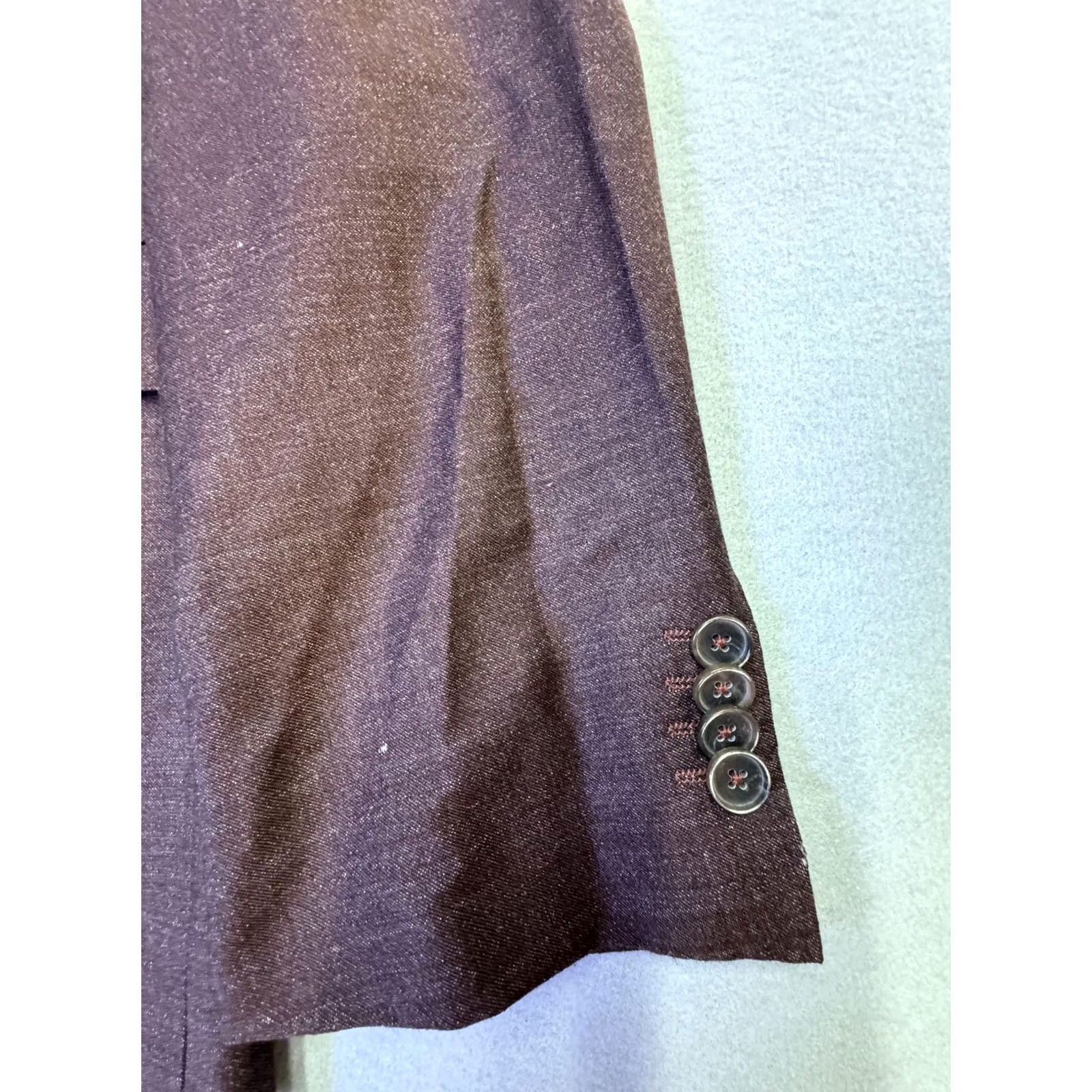 Hugo Boss HUGO BOSS Mens 44R Brown Reda Super 130 Wool Blazer Two Button Lined Suit Jacket Size 44R - 2 Thumbnail