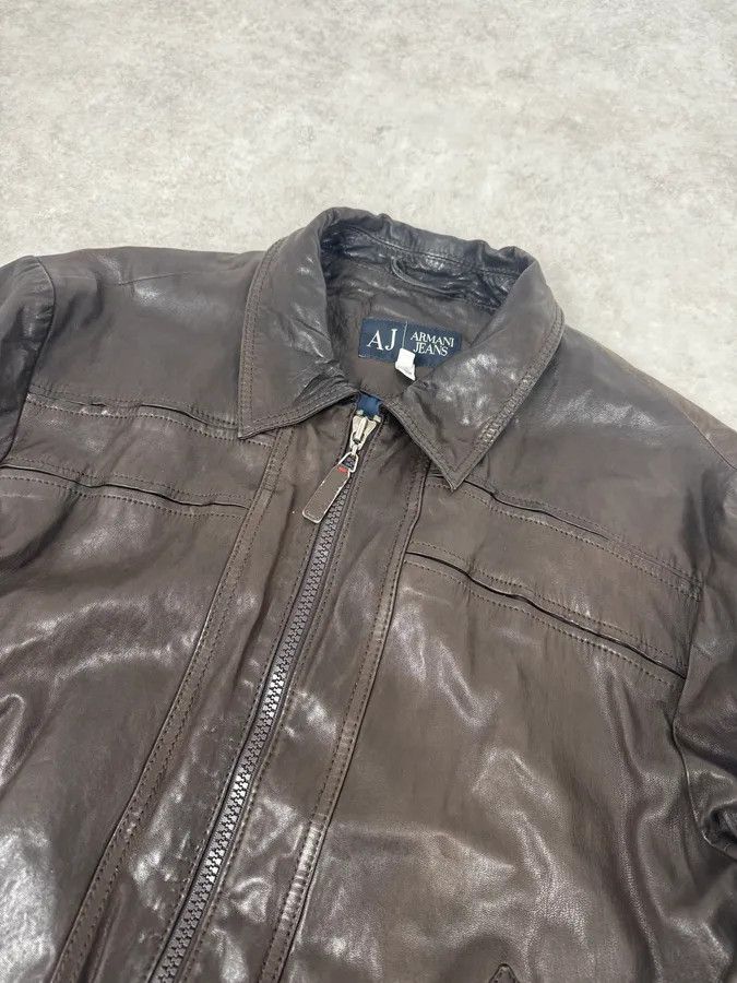 Armani 2000s Armani Dark Brown Leather Jacket Size US L / EU 52-54 / 3 - 5 Thumbnail