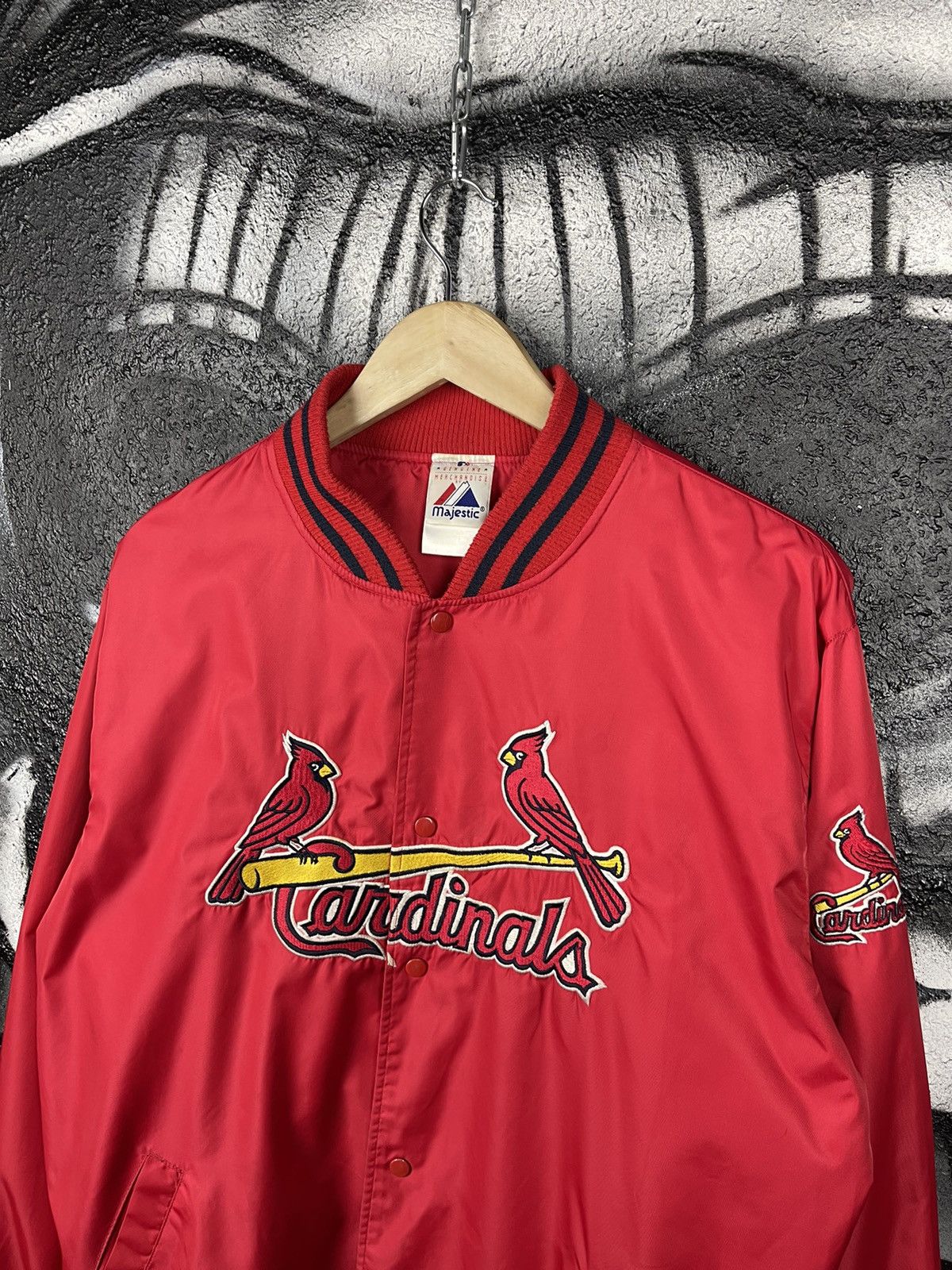 Majestic Majestic St. Louis Cardinals Vintage 90s Red Nylon Bomber Jacket Size Medium Size US M / EU 48-50 / 2 - 2 Thumbnail