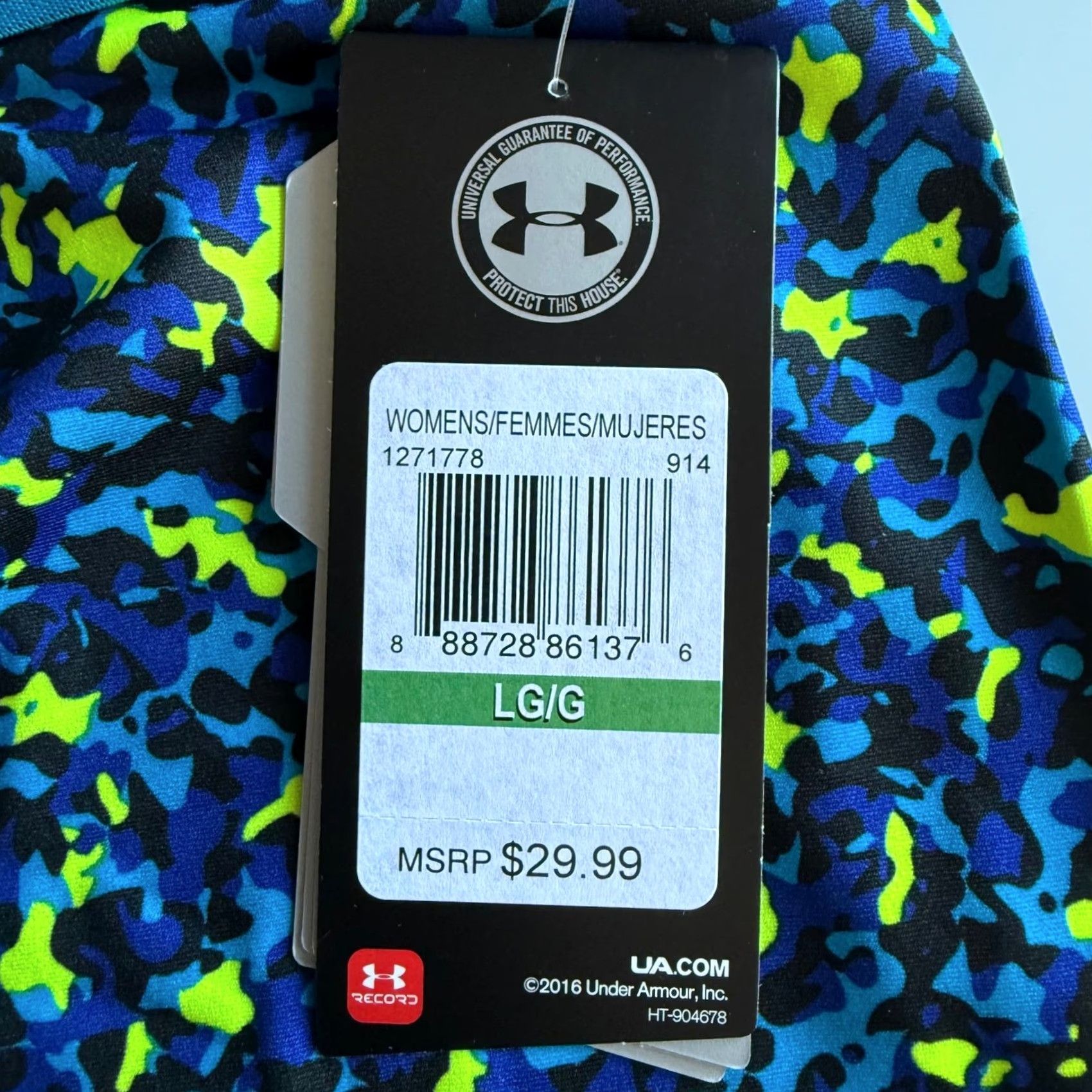 Under Armour Under Armour Womens L HeatGear Shorts Blue Yellow Digital Camo 3" Compression Size 36" / US 14 / IT 50 - 7 Thumbnail