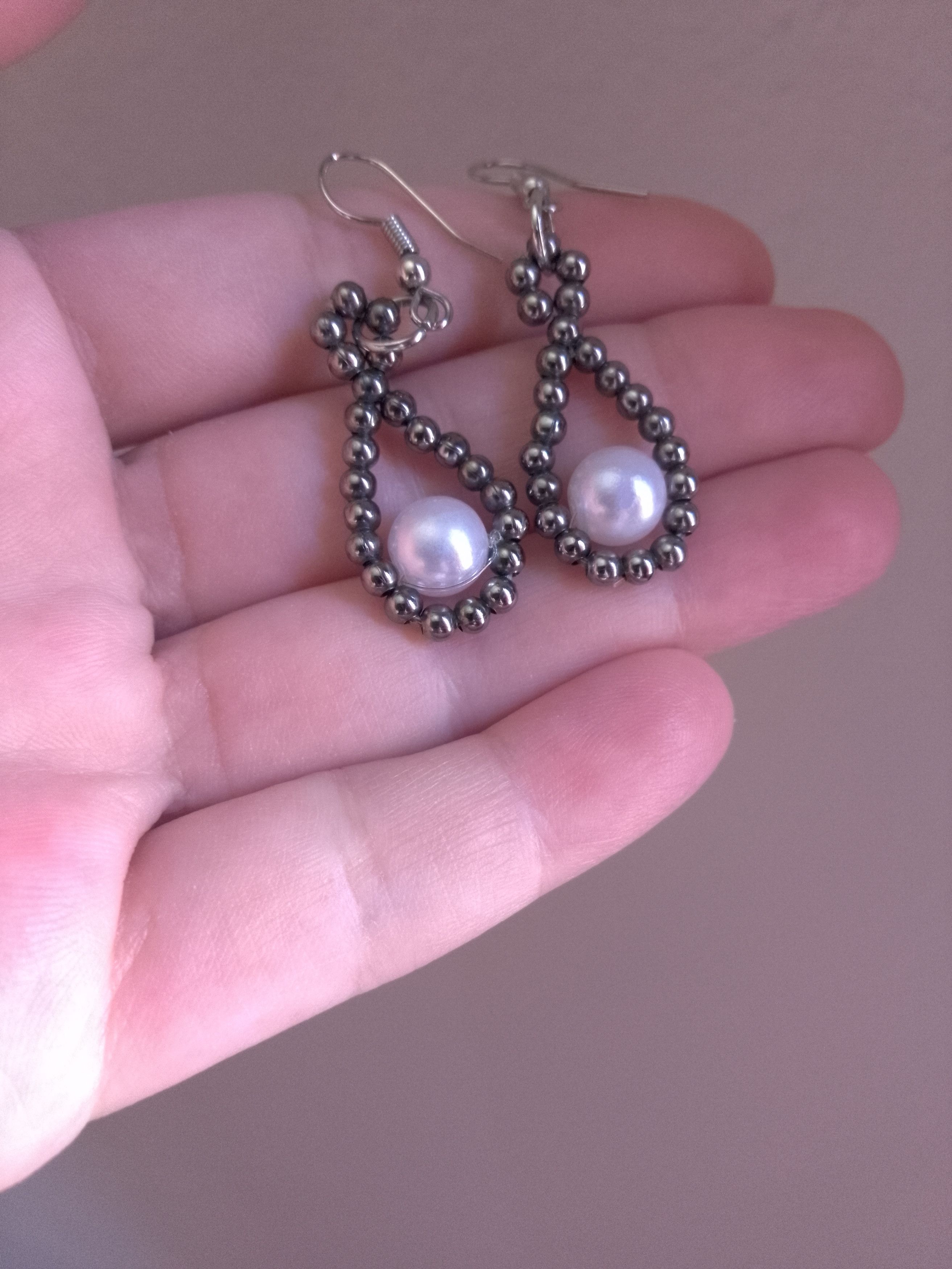 Handmade Necklace Teardrop Pendant Earrings Pearls Size ONE SIZE - 4 Thumbnail