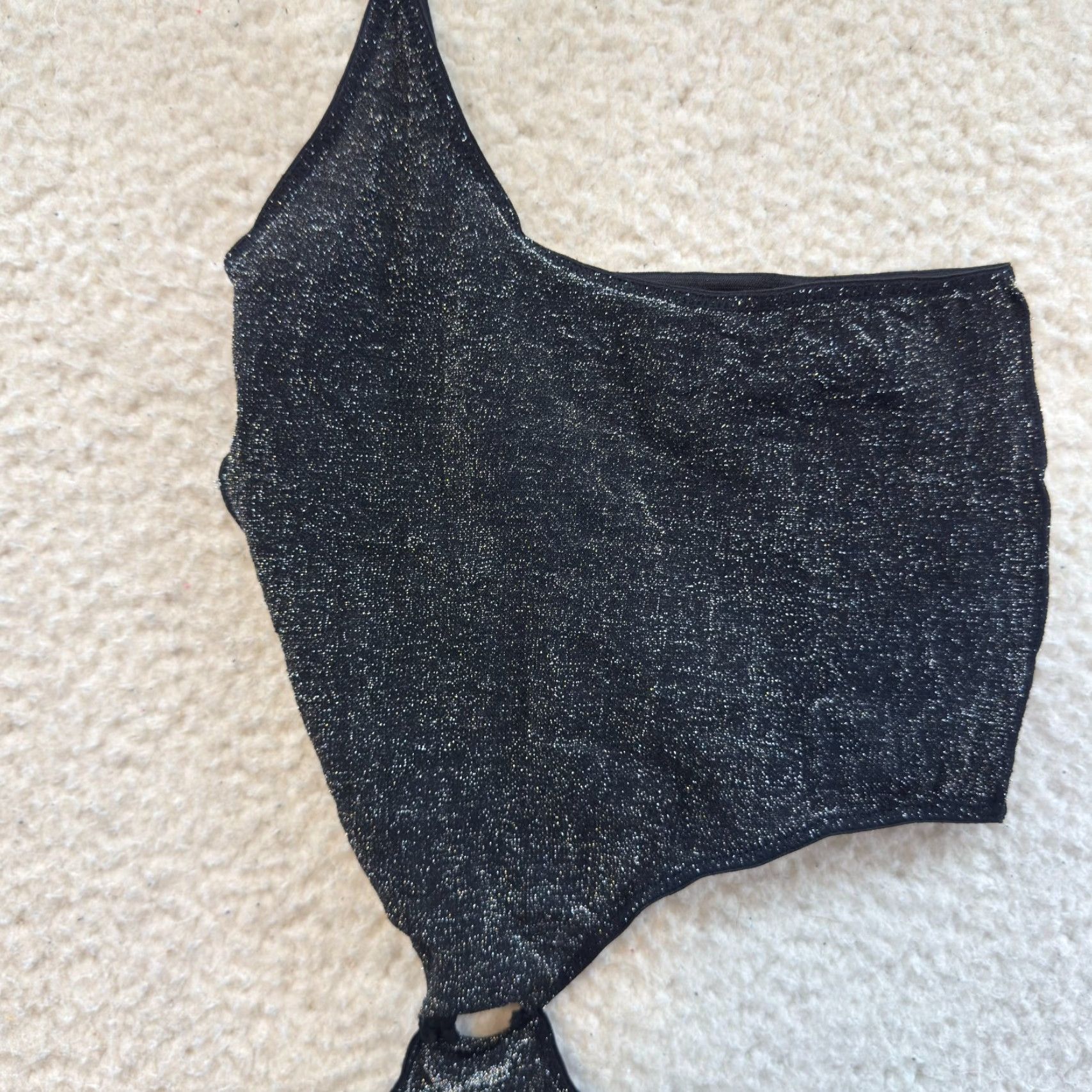Vintage VINTAGE Y2K Bodysuit One Piece XS Black Sparkle Glitter Cut-Out Rave Club Womens XS Size XS / US 0-2 / IT 36-38 - 3 Thumbnail