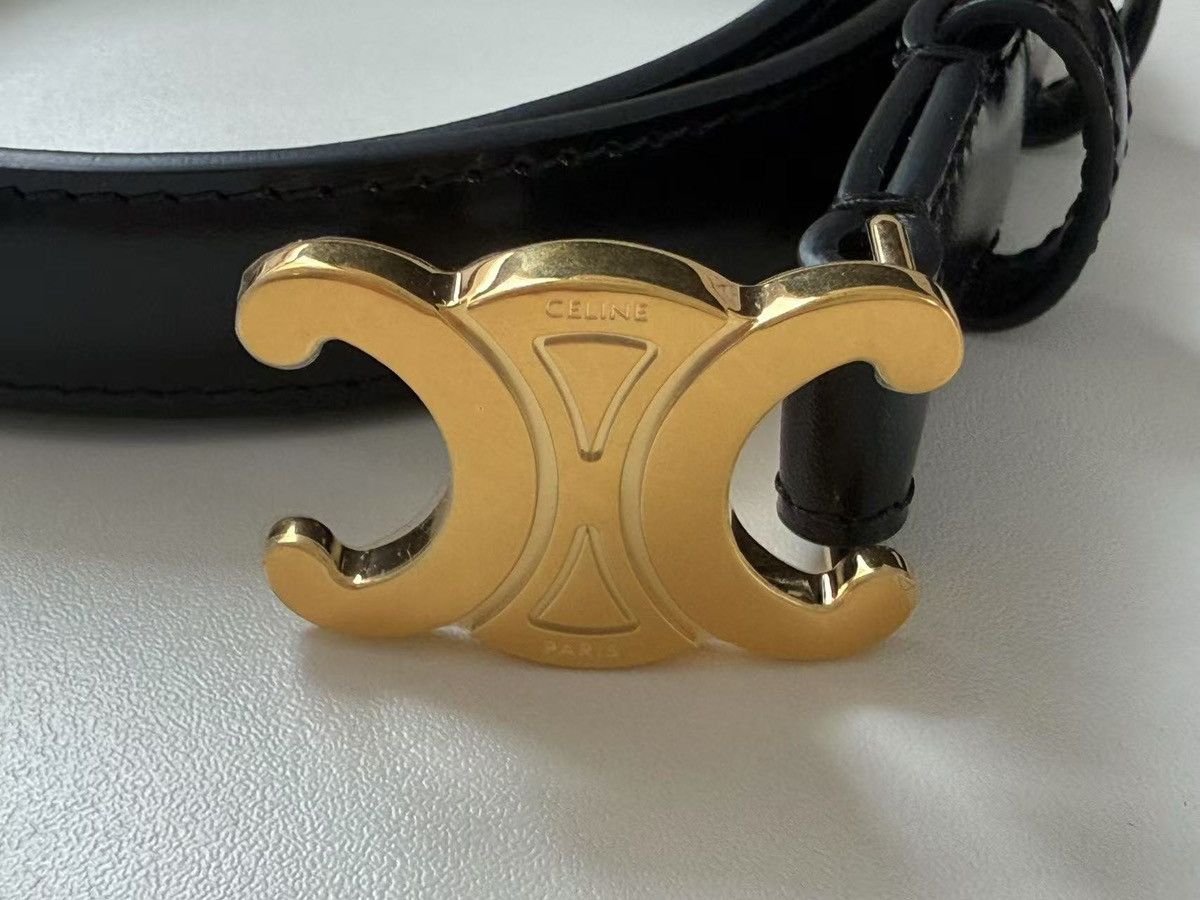 Celine CELINE Triomphe Leather Belt Black 75cm Size ONE SIZE - 1 Thumbnail