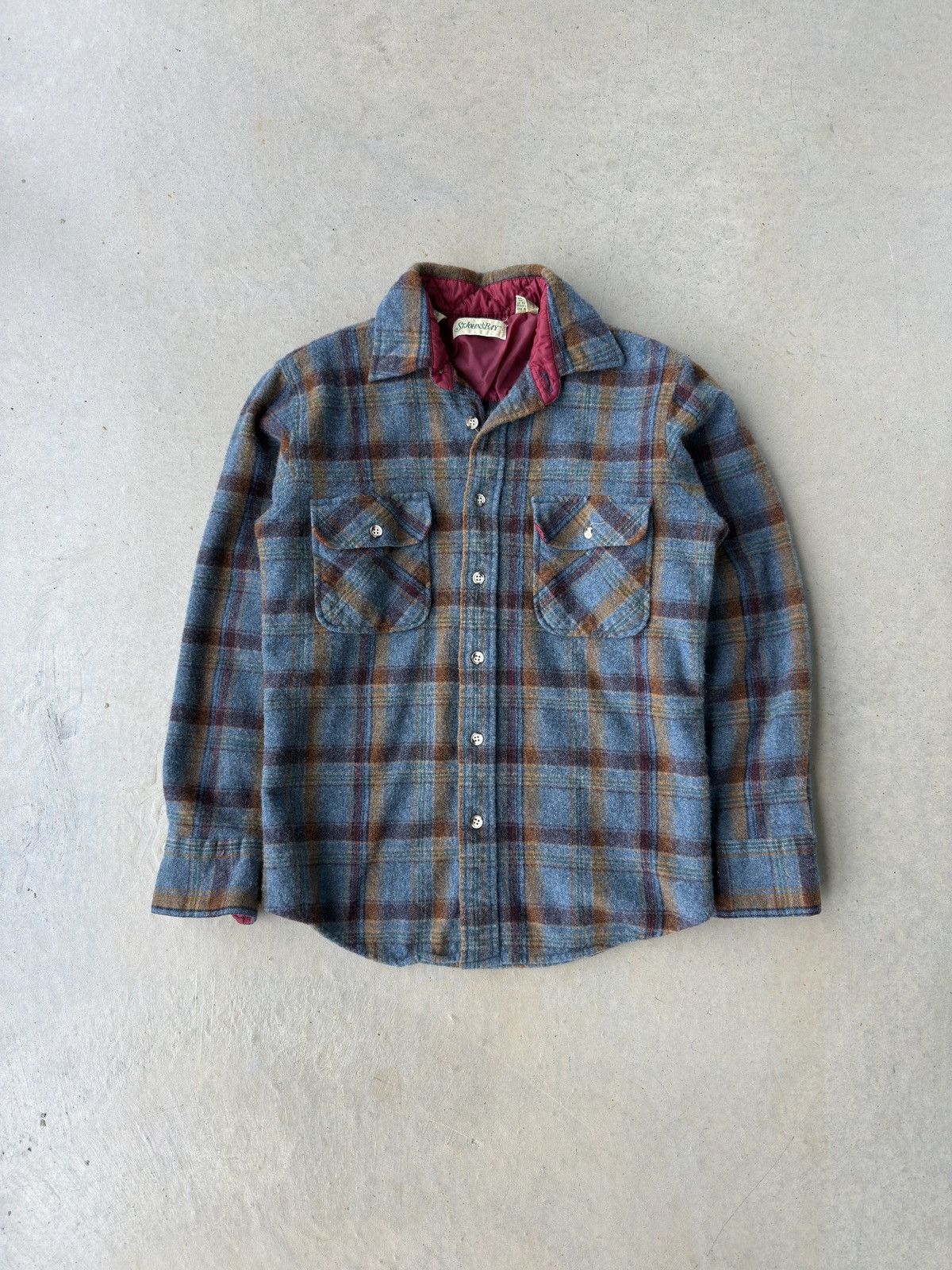 Vintage Vintage 90s St. John’s Bay Blue Plaid Wool Flannel Size US M / EU 48-50 / 2 - 1 Thumbnail