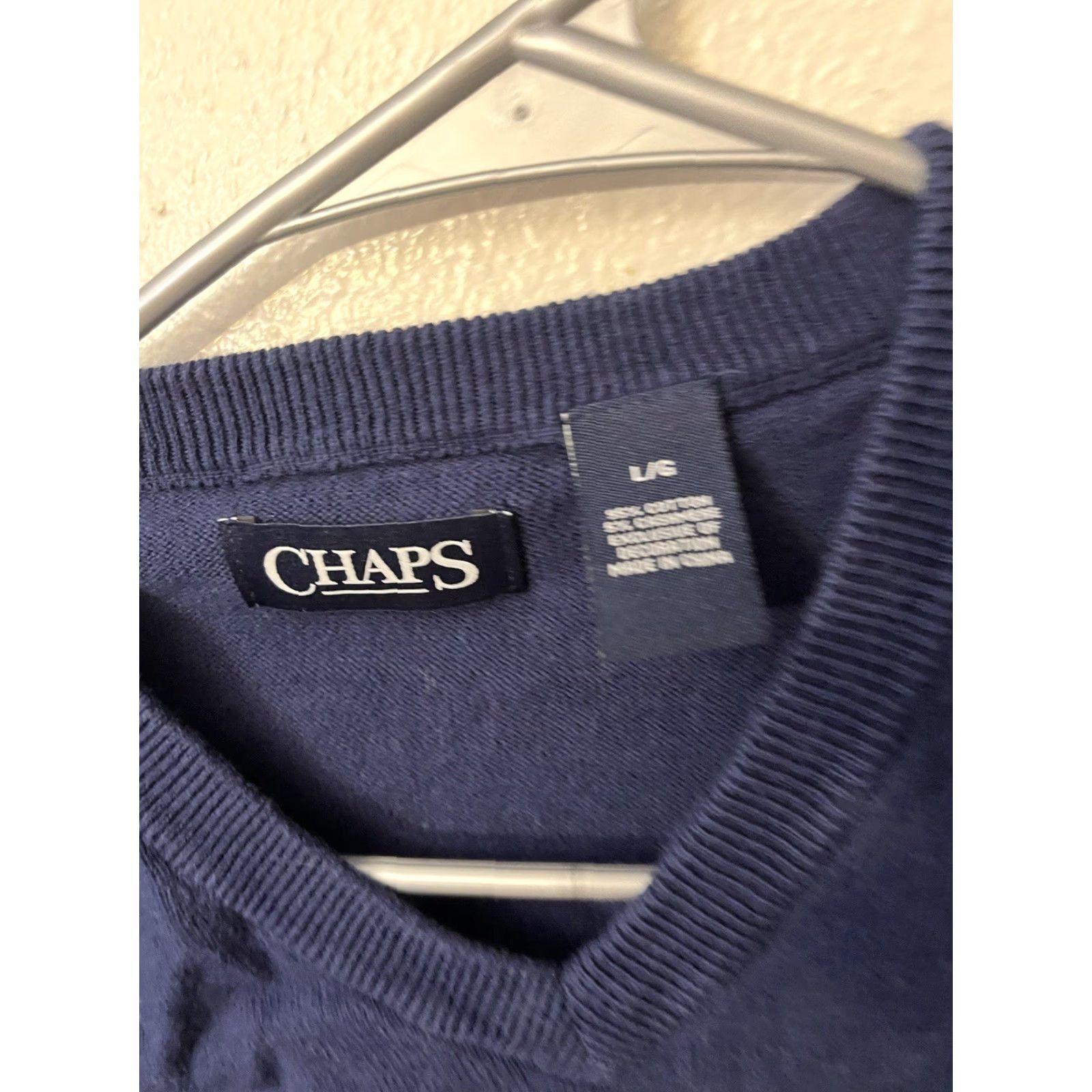 Chaps VINTAGE Chaps Sweater Long Sleeve V-Neck Size Large Blue Preowned Men Size US M / EU 48-50 / 2 - 2 Thumbnail