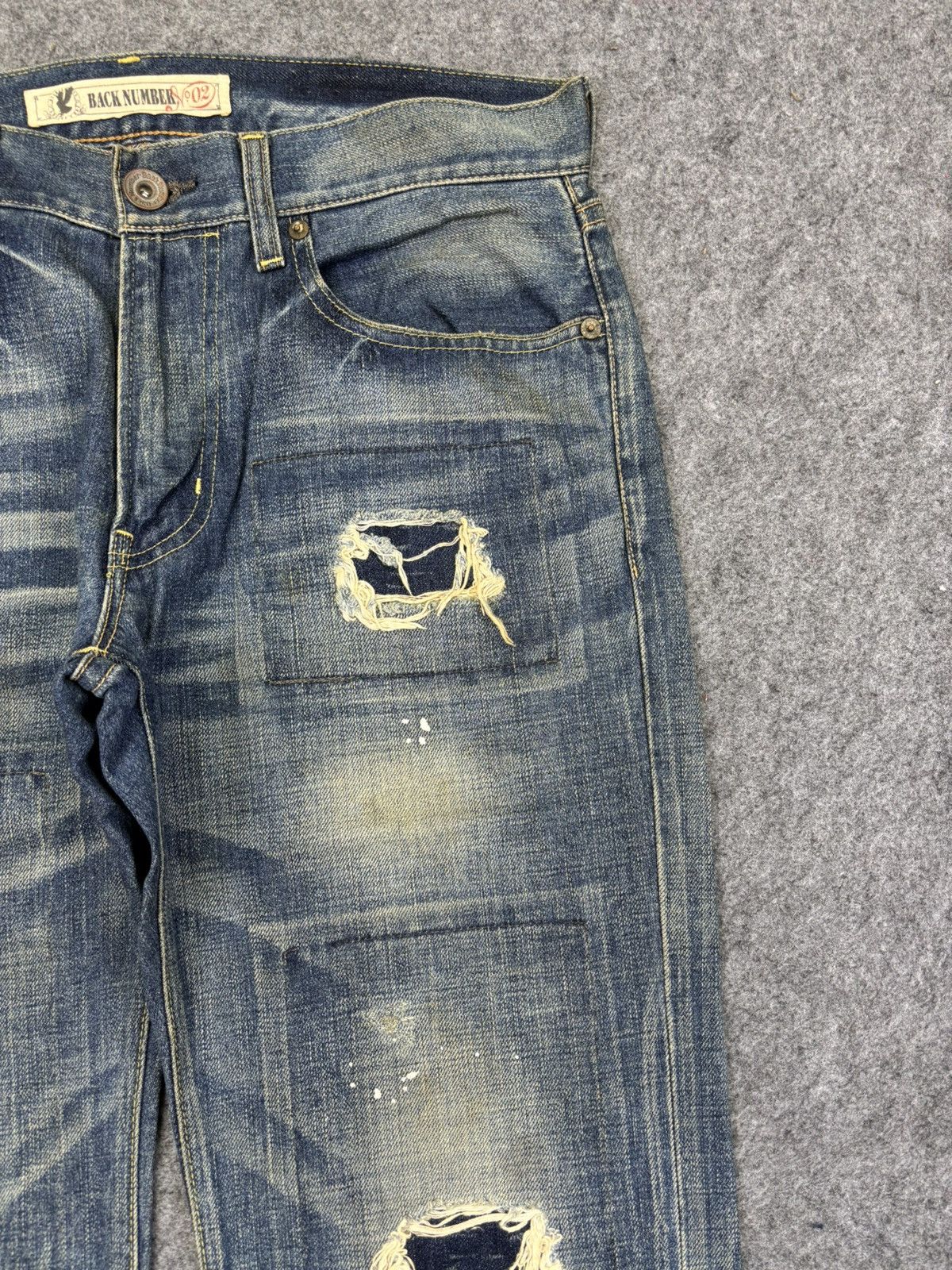 Japanese Brand 💥Sick💥Back Number Patchwork Paint Splatter Denim F864 Size US 34 / EU 50 - 3 Thumbnail