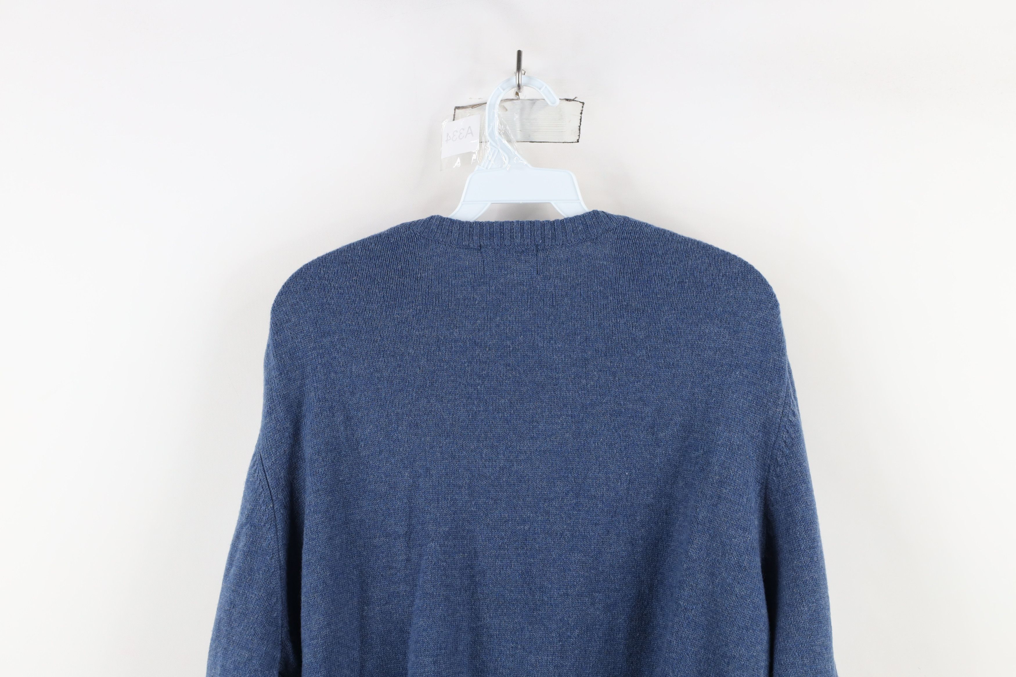 L.L. Bean × Vintage Vintage LL Bean Blank Lambswool Knit V-Neck Sweater Blue Size US L / EU 52-54 / 3 - 9 Thumbnail
