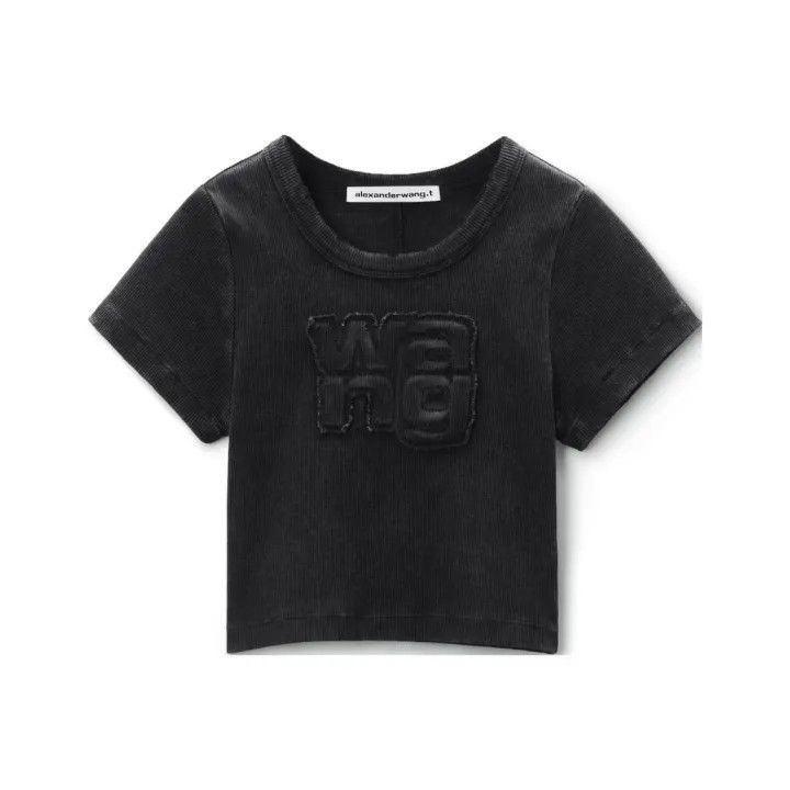 Alexander Wang Alexander Wang Distressed Logo Short Sleeve T-Shirt - Size S / US 4 / IT 40 - 1 Thumbnail
