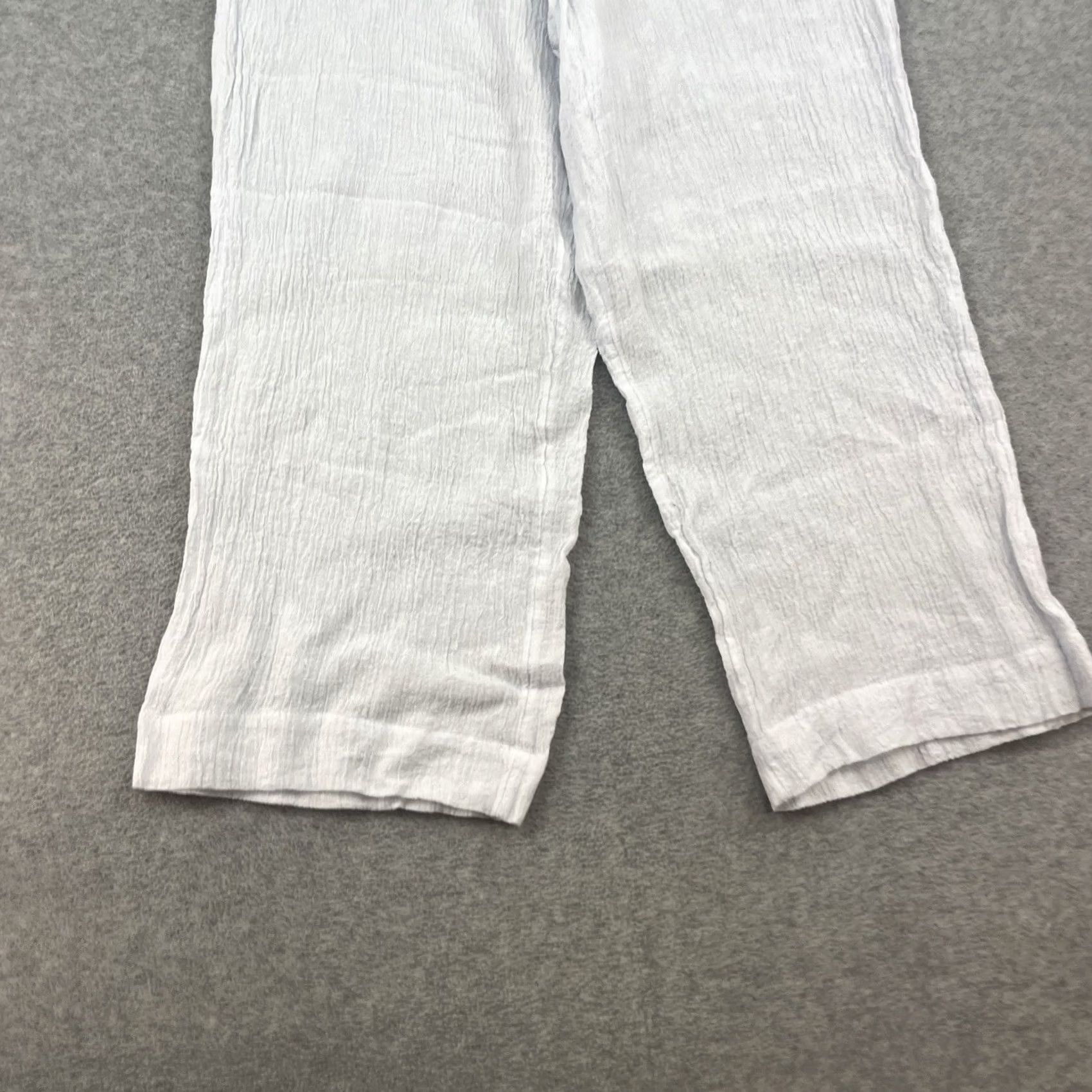 Vintage Sigrid Olsen Linen Pants White Wide-Leg Womens L Beach Cropped Pull On Size 36" / US 14 / IT 50 - 2 Thumbnail