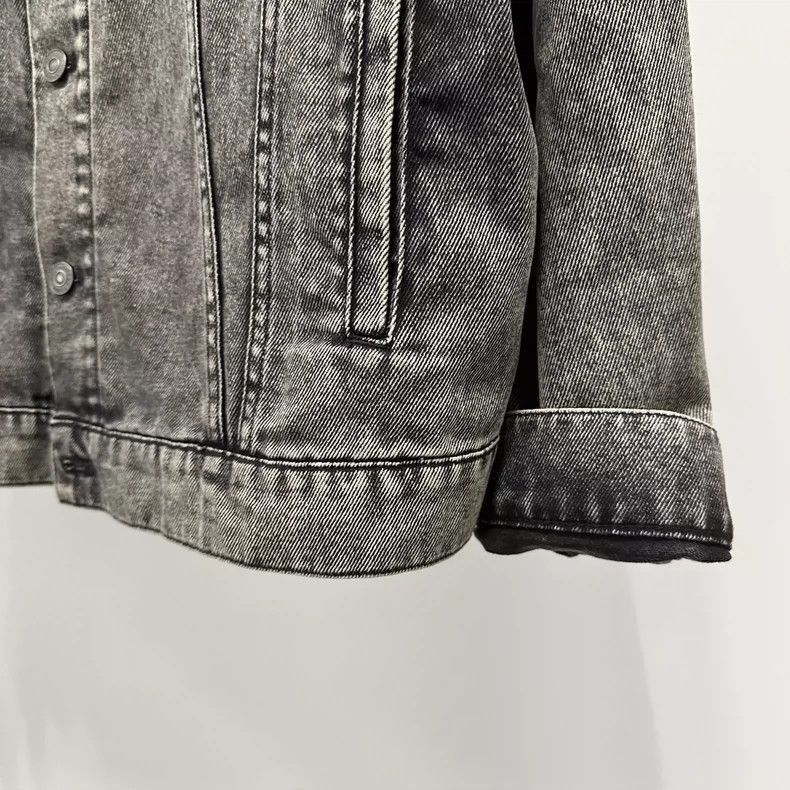 Balenciaga Black Denim Jacket with Embroidered Logo-2506 Size US M / EU 48-50 / 2 - 6 Thumbnail