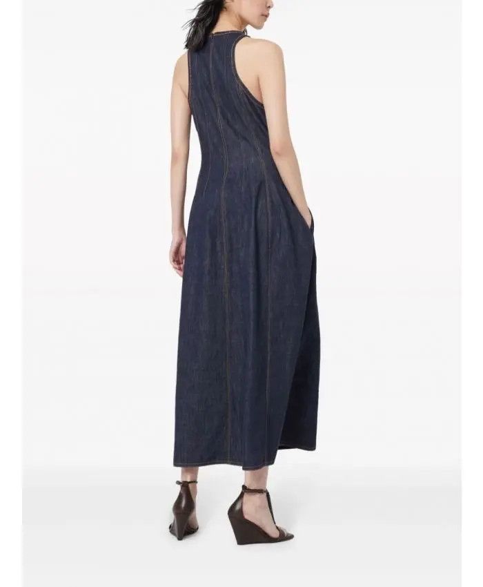 Brunello Cucinelli o1w1db10825 Denim Dress in Dark Blue Size XL / US 12-14 / IT 48-50 - 3 Thumbnail