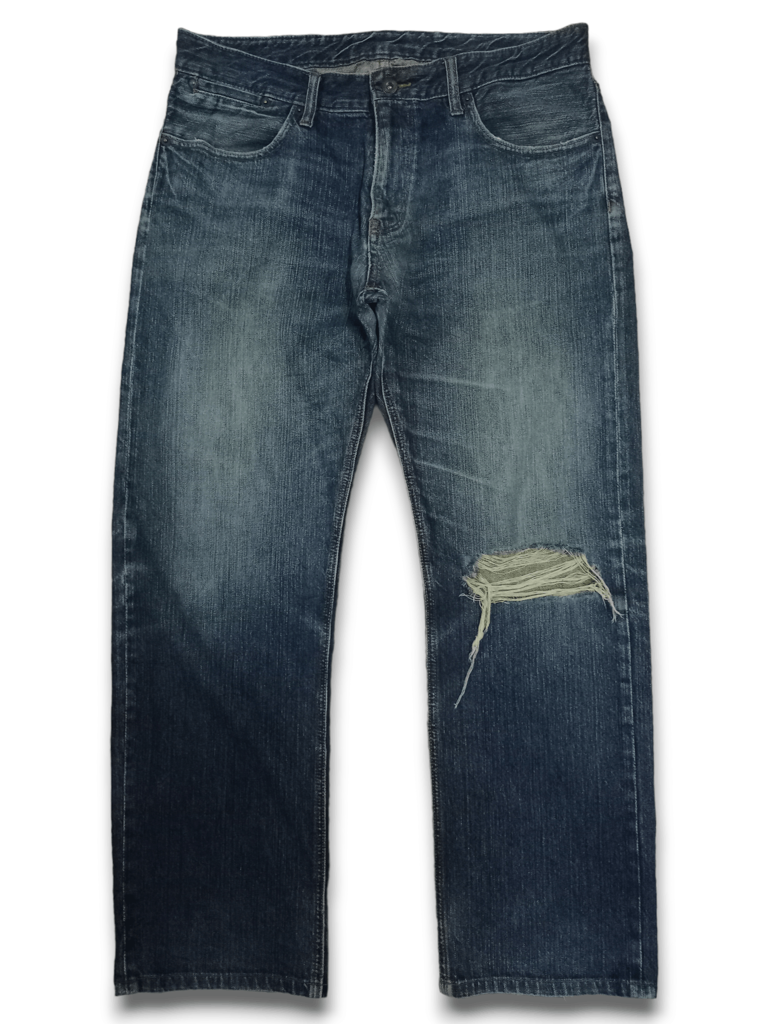Japanese Brand Vintage Japanese Brand Blue Wash Distressed Baggy Jeans Size US 35 - 1 Thumbnail