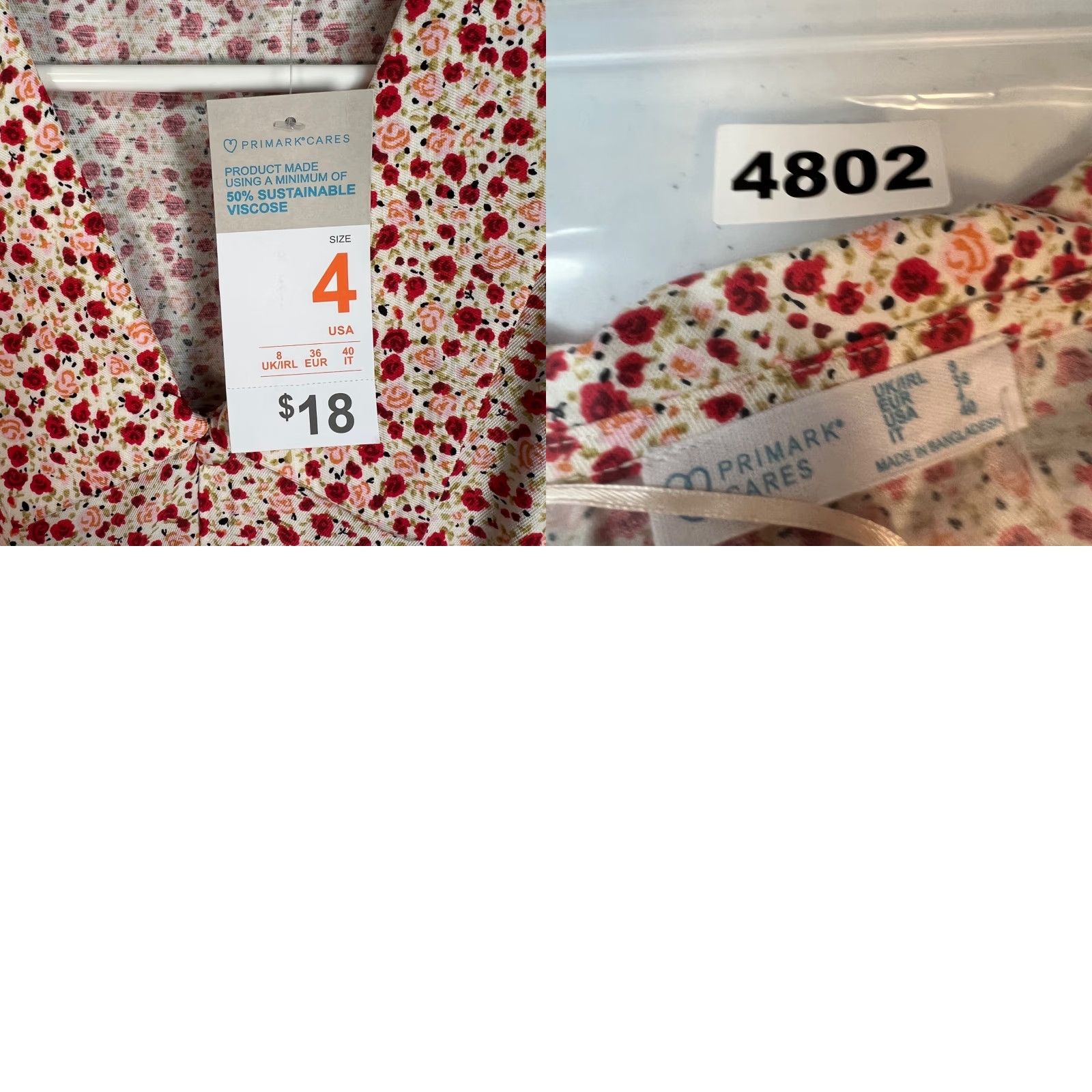 Primark Primark Womens Dress Red Floral V-Neck Short Sleeve A-Line Casual Summer 4 Adult Womens Size 27" / US 4 / IT 40 - 8 Thumbnail