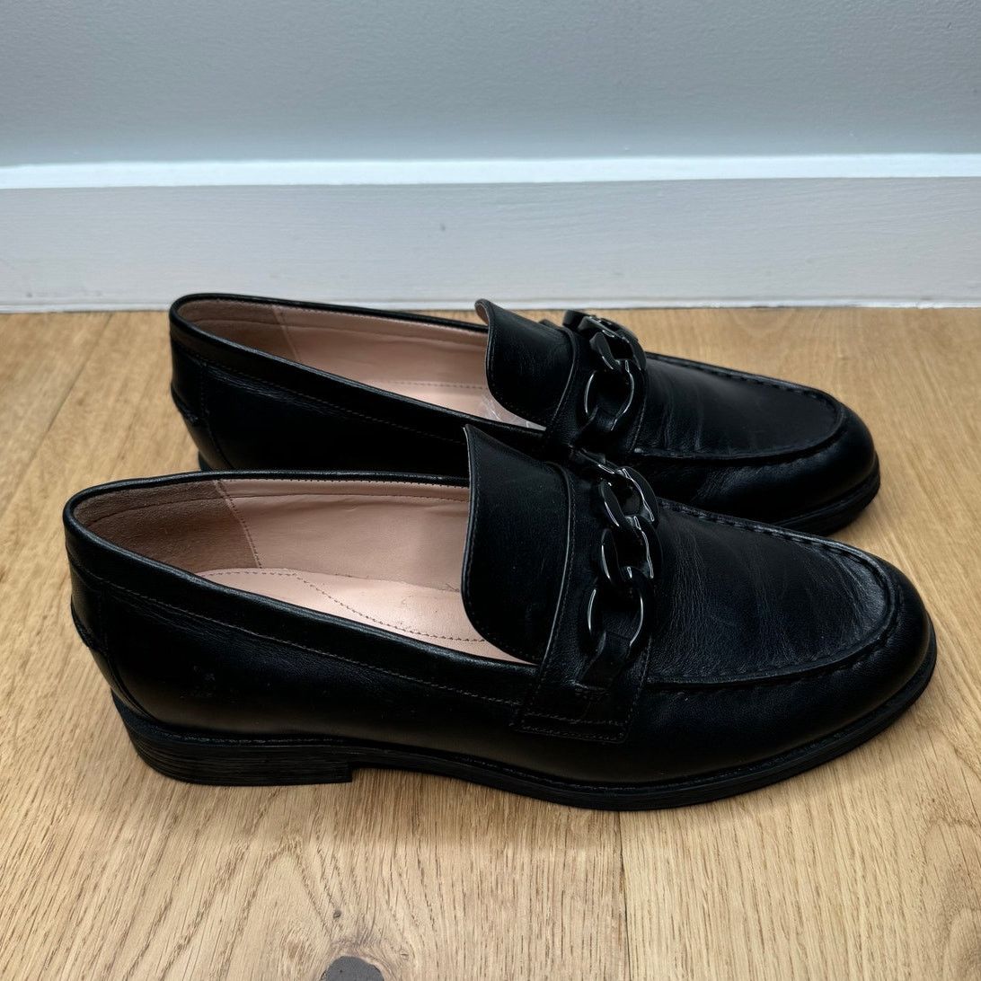Cole Haan NEW Cole Haan Stassi Chain Loafer Slip On Shoe Black Leather Size US 6.5 / IT 36.5 - 3 Thumbnail
