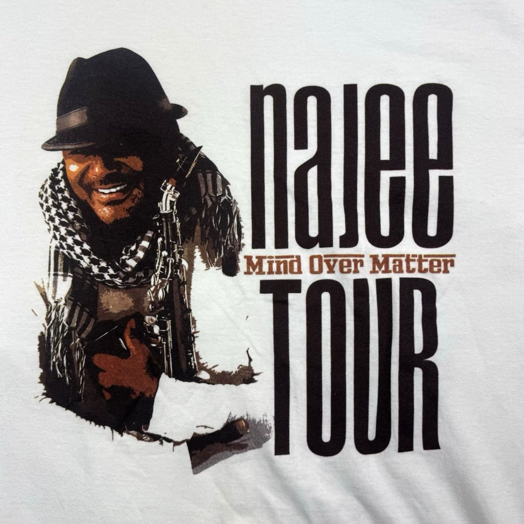 Jerzees VINTAGE Najee Mind Over Matter Tour T Shirt Adult XL Band Tee Jazz Saxophone Y2K Mens White Cotton Polyester Crew Neck Short Sleeve solids Size US XL / EU 56 / 4 - 2 Thumbnail