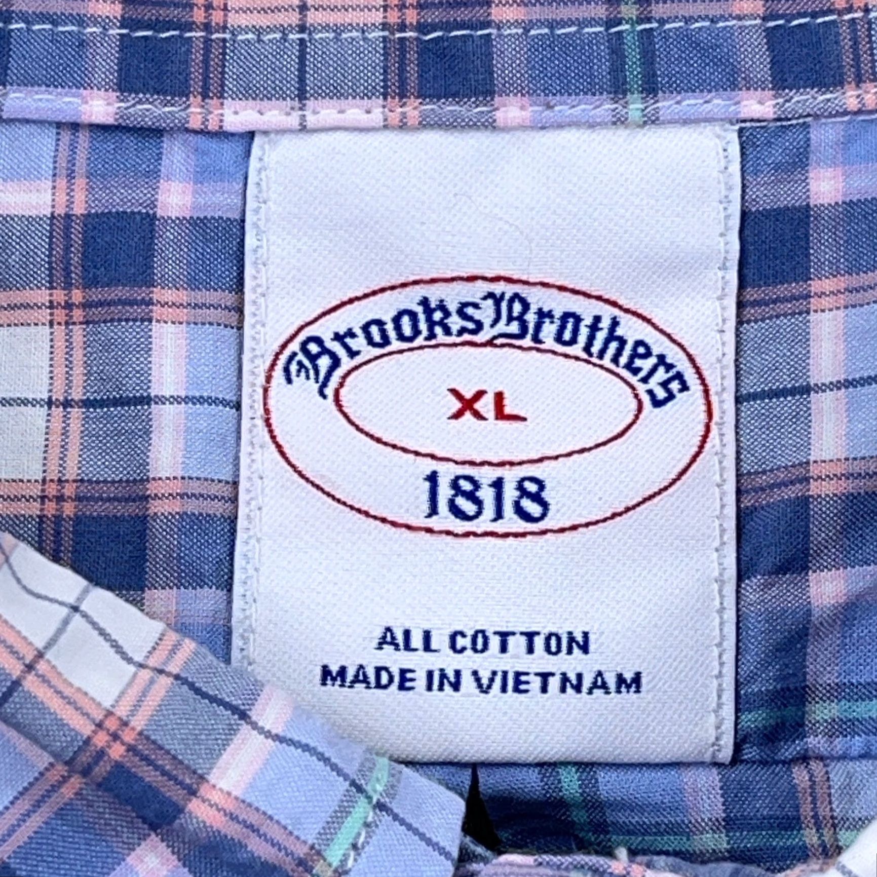 Brooks Brothers Brooks Brothers Button-Up Shirt Men XL Blue Plaid Short Sleeve Casual Dress Size 46R - 4 Thumbnail