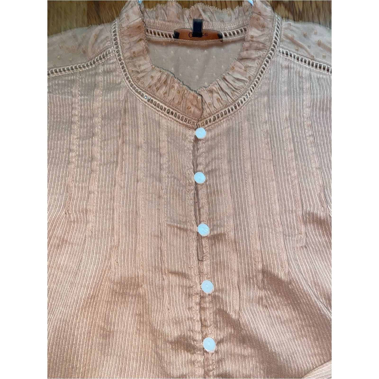 Quince Quince $158 Organic Textured Cotton Peasant Blouse Large EUC Size L / US 10 / IT 46 - 7 Thumbnail