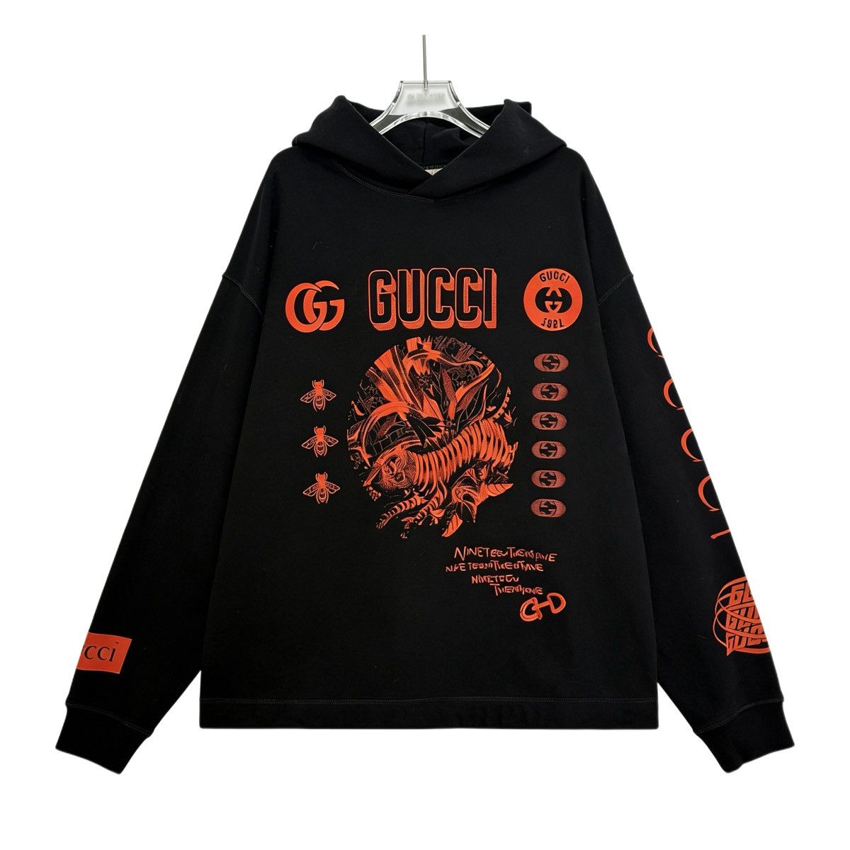 Gucci Gucci Black Letter Printed Loose Hooded Sweatshirt K26WX Size US L / EU 52-54 / 3 - 1 Thumbnail