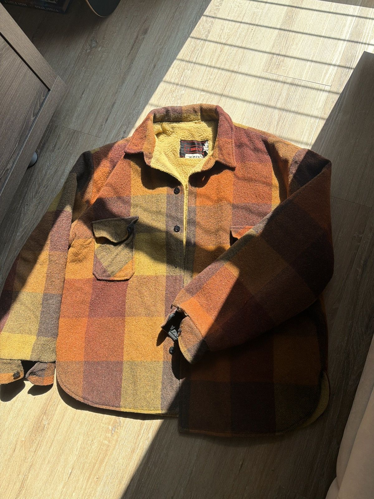 Vintage Vintage early 60s Orange wool buffalo plaid shirt Size US L / EU 52-54 / 3 - 3 Thumbnail