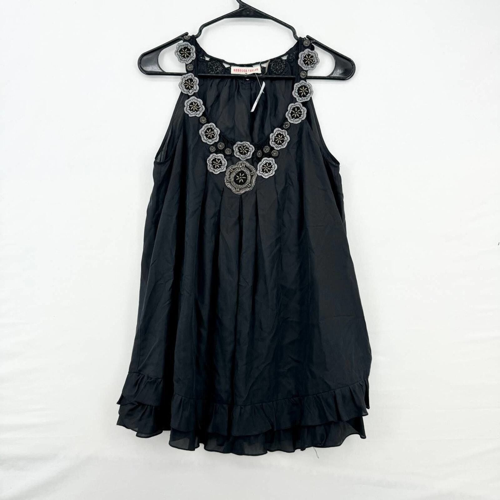Rebecca Taylor Rebecca Taylor 100% Silk Sleeveless Boho Blk VNeck Blouse 6 Size M / US 6-8 / IT 42-44 - 1 Thumbnail