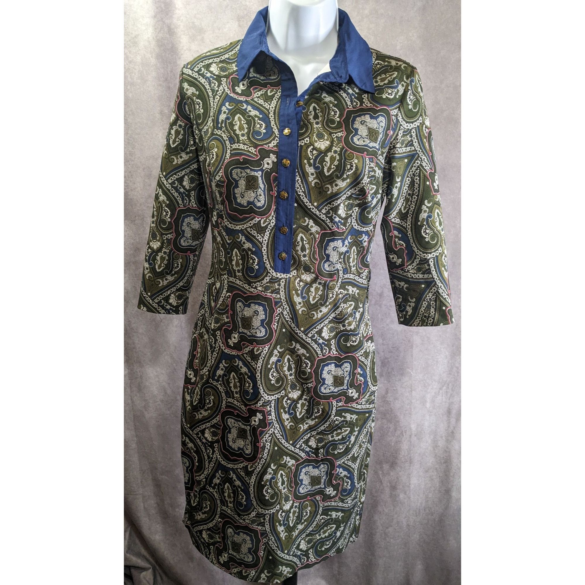 Other Verom By Memento Paisley Button-Up Collared Dress With 3/4 S Size S / US 4 / IT 40 - 5 Thumbnail