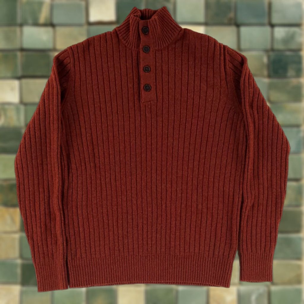 Banana Republic Banana Republic Sweater Henley Wool Blend 4 Button Ribbed Long Sleeve Red Mens L Size US L / EU 52-54 / 3 - 1 Thumbnail