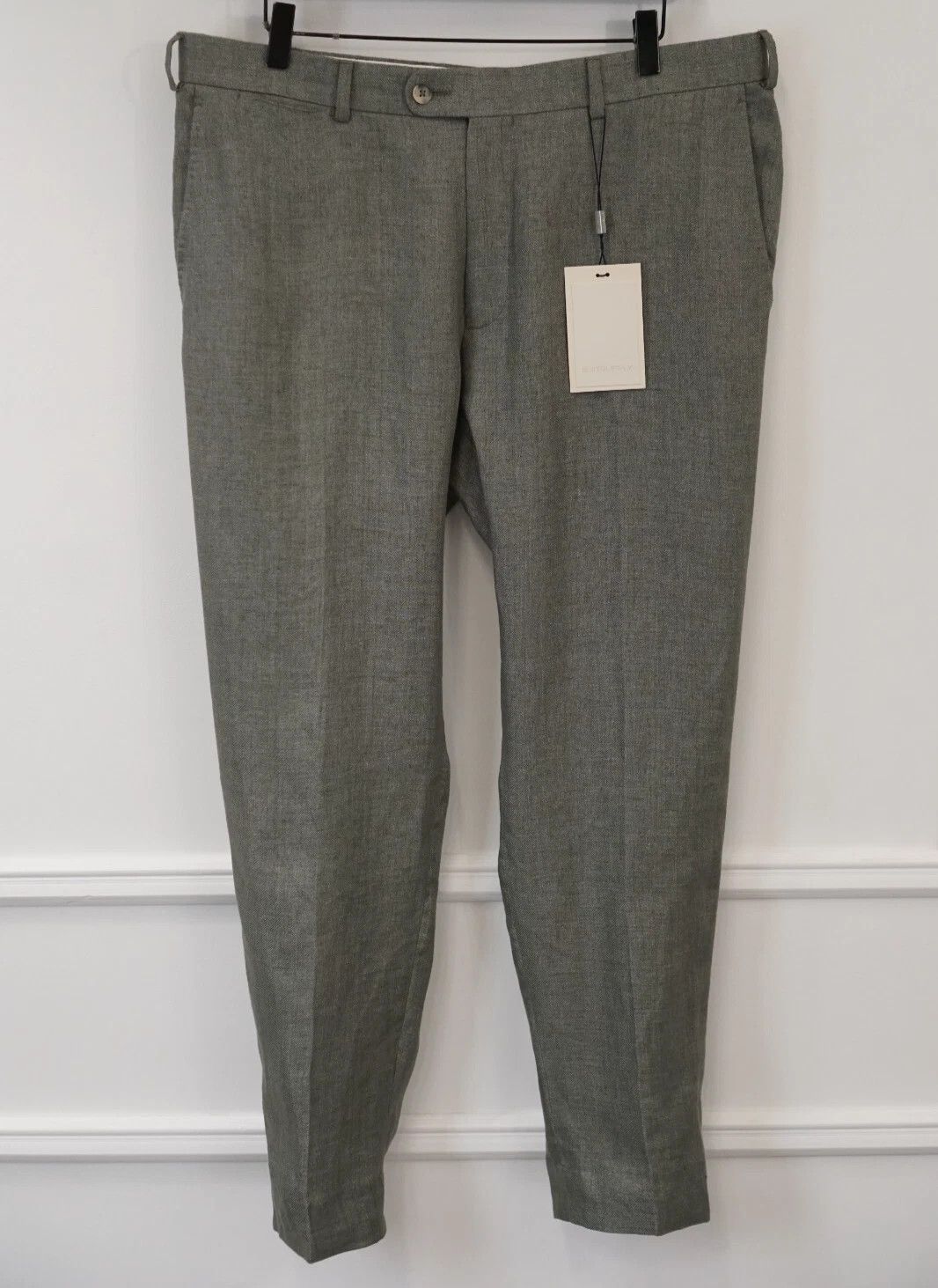Suitsupply Men Suitsupply Trousers 100% Linen Green Soho 102 UK/US42L Size 42L - 1 Thumbnail