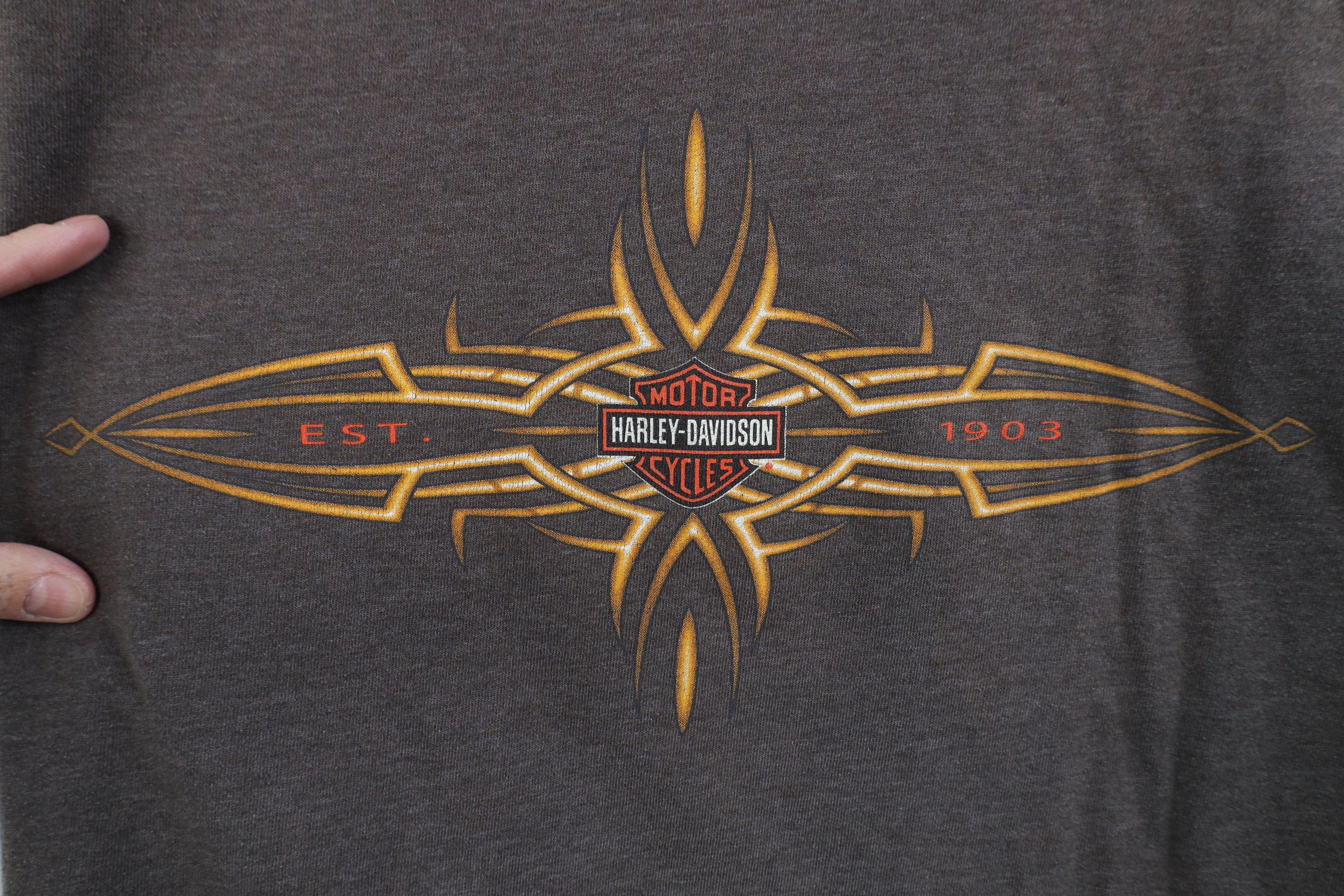 Harley Davidson Vintage Y2K 2001 Harley Davidson Spell Tribal T-Shirt Gray Size US L / EU 52-54 / 3 - 4 Thumbnail