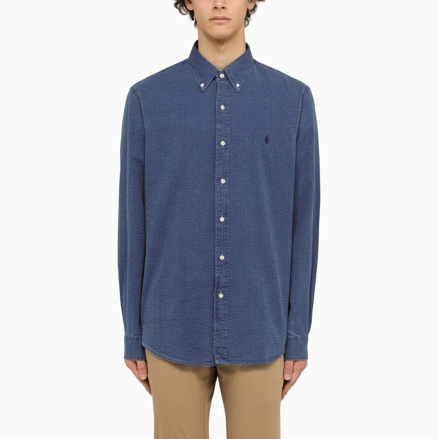 o1d2blof0524 Cotton Shirts in Blue
