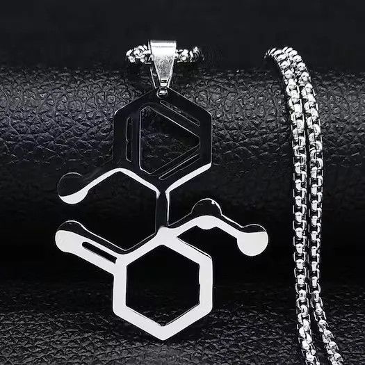 Jewelry Ketamine Molecule Chain K Silver Science Jewelry Necklace Size ONE SIZE - 2 Thumbnail